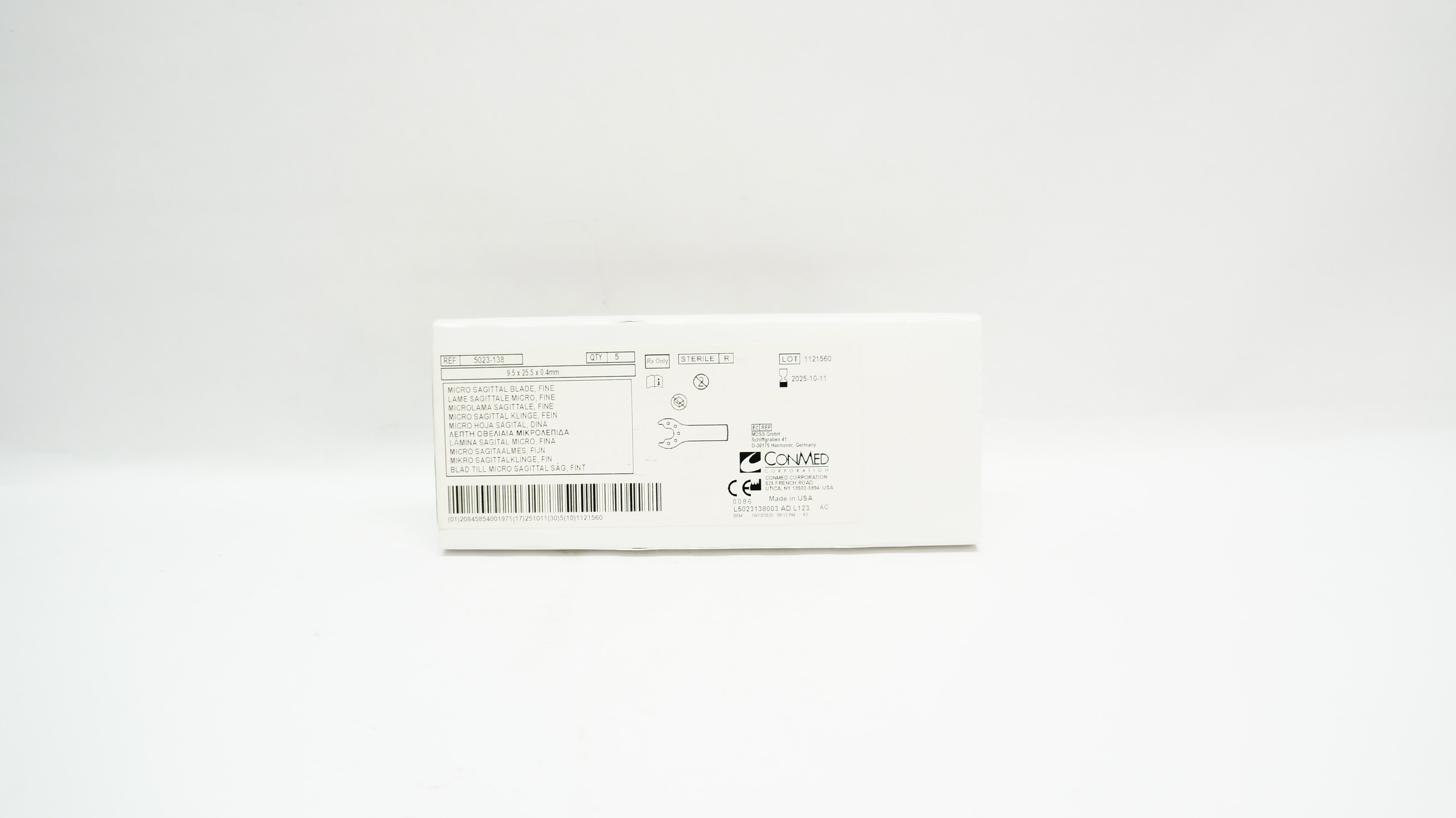 ConMed 5023-138 Micro Sagittal Blade Fine 9.5 x 25.5 x 0.4mm - Box of 5