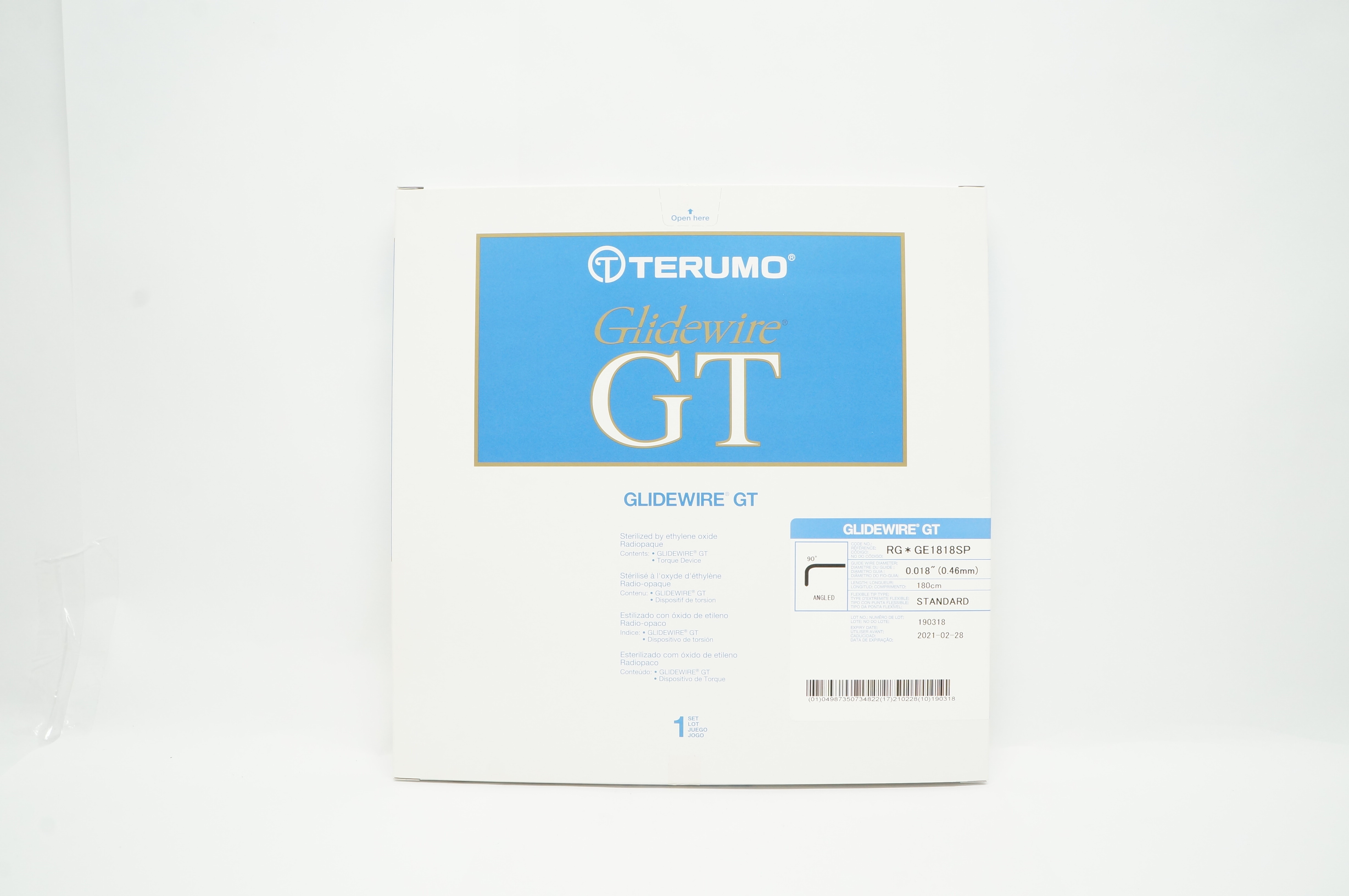 Terumo GE1818SP Glidewire GT Standard Angled 90 Degree 180cm x 0.018 inch (x)
