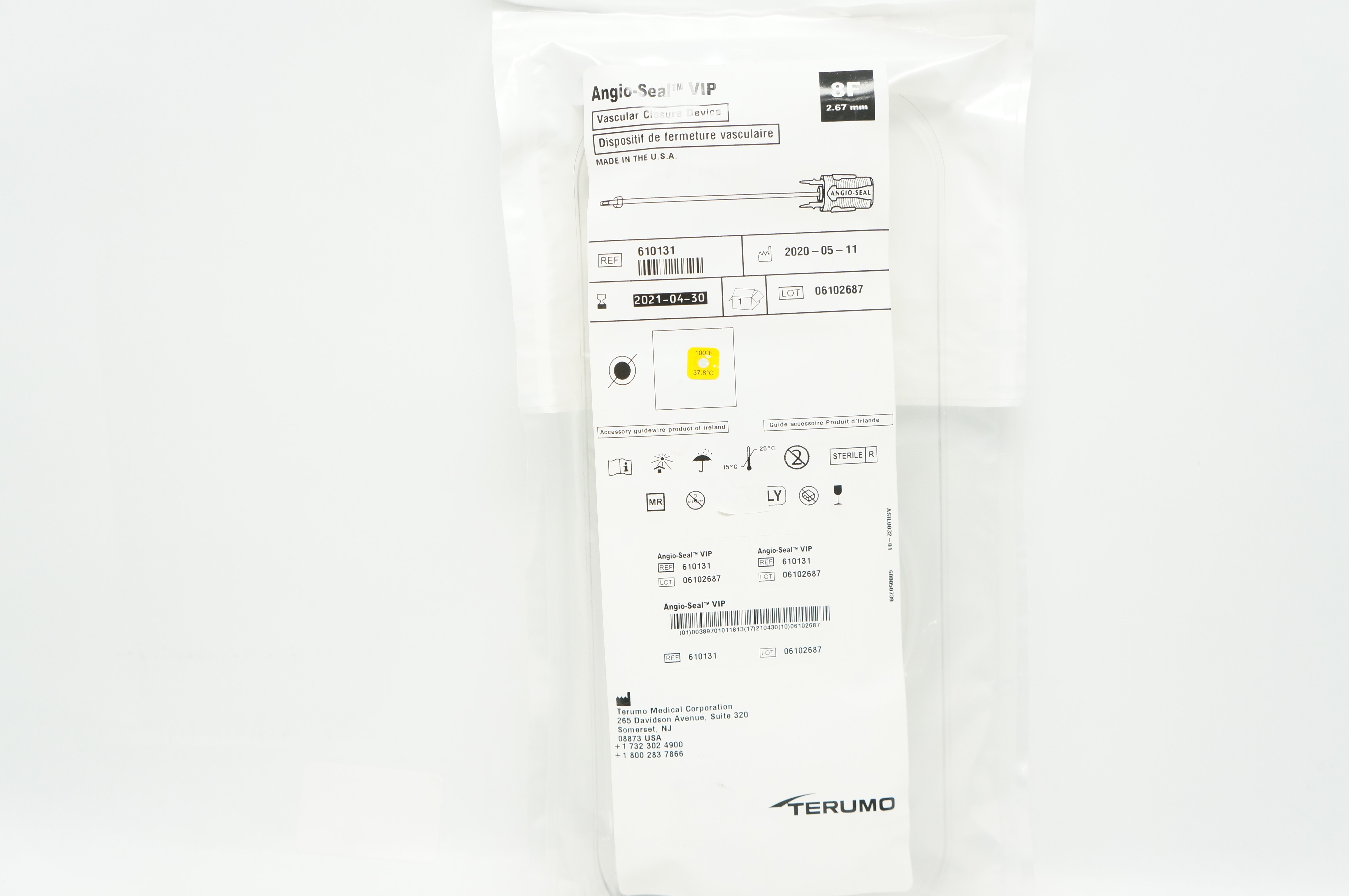 Terumo 610131 Angio-Seal VIP Vascular Closure Device 8F (x)
