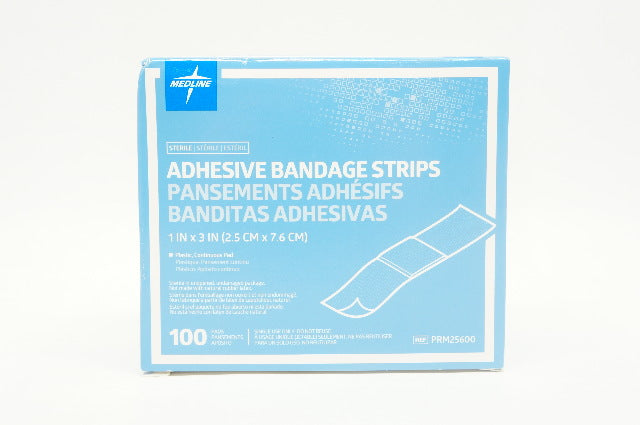 Medline PRM25600 Adhesive Bandage Strips 1 inch x 3 inch - Box of 100