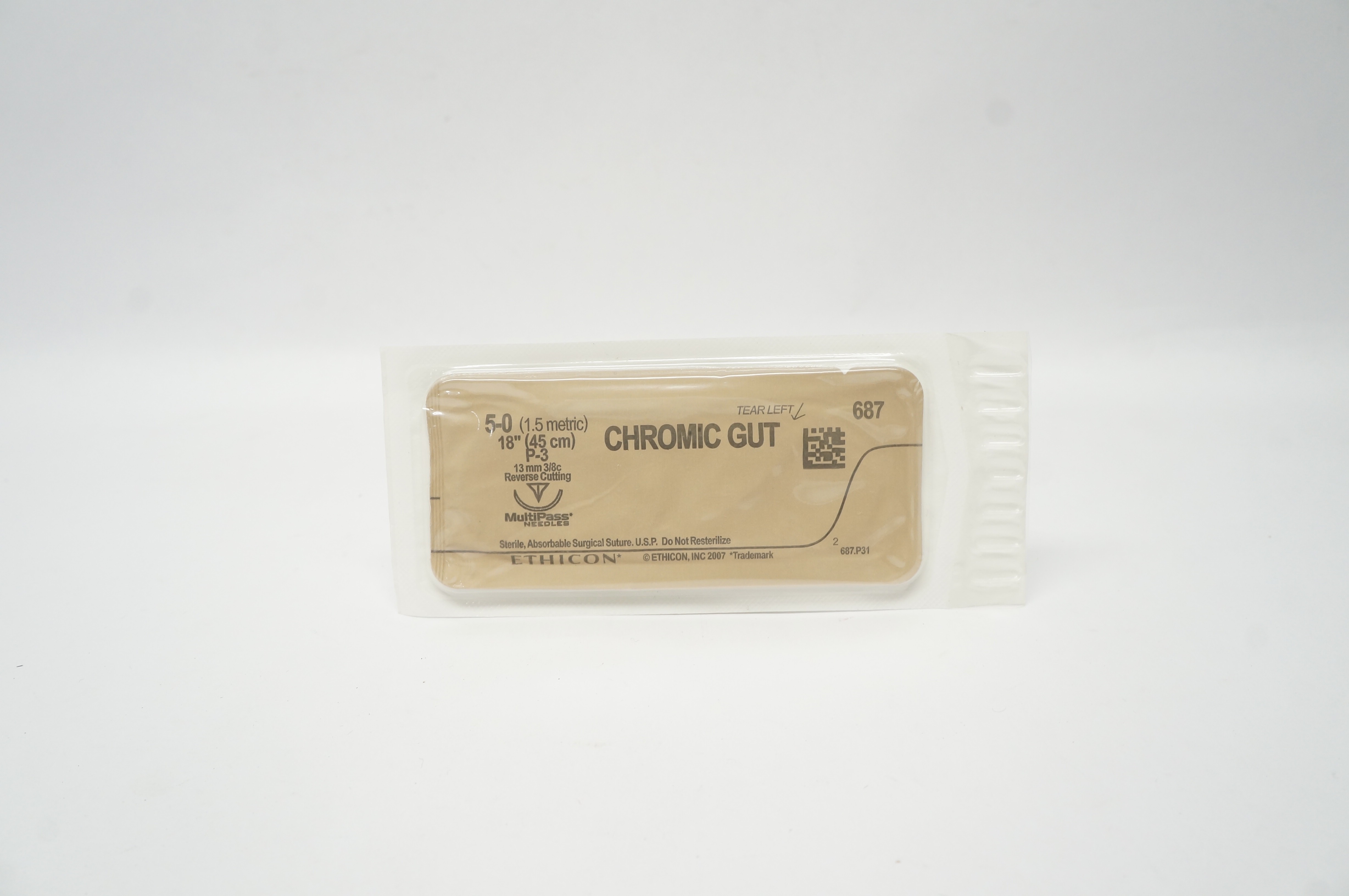 Ethicon 687 5-0 CHROMIC GUT  P-3 13mm 3/8c Reverse Cutting 18inch (x)
