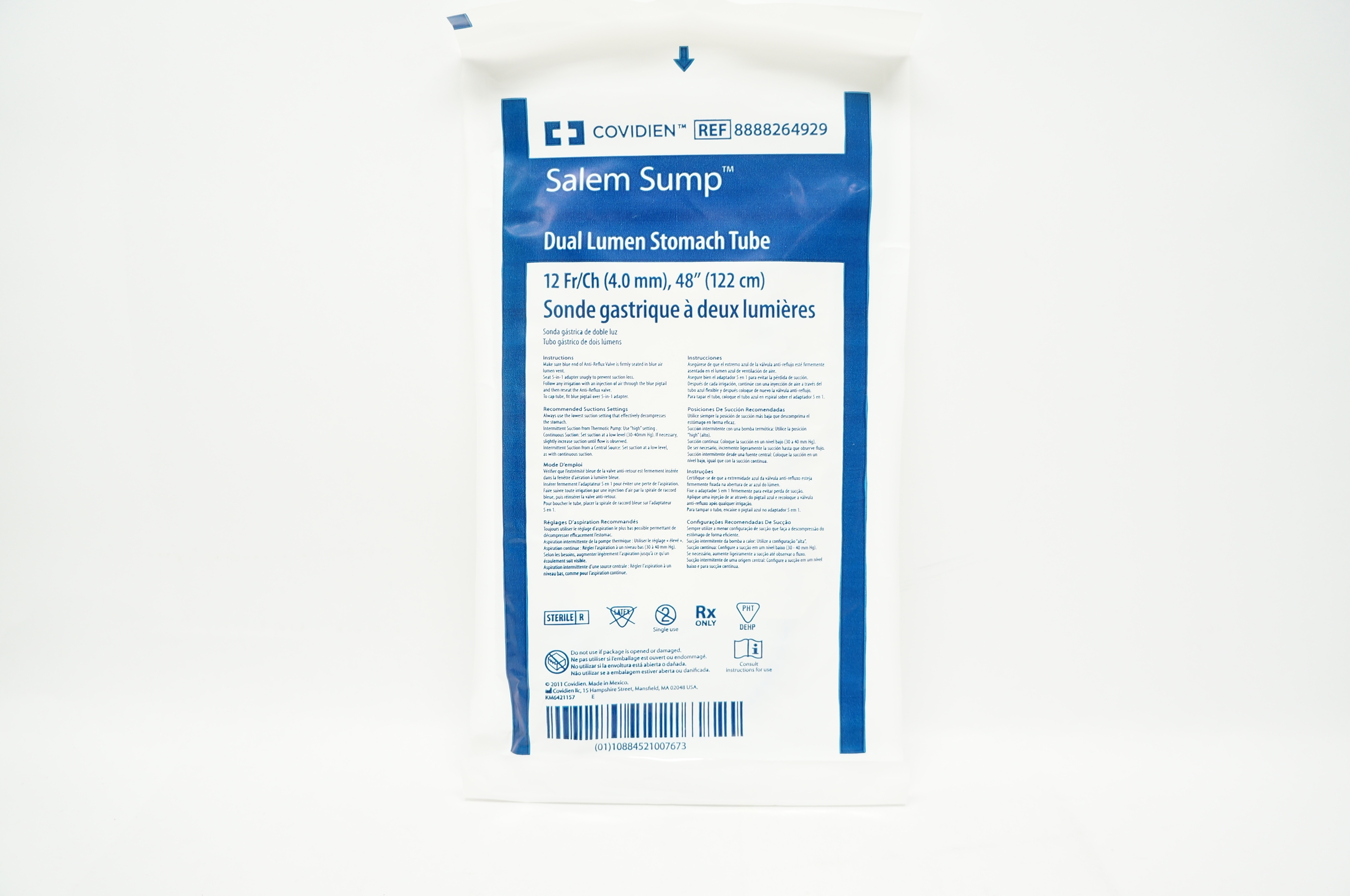 Covidien 8888264929 Salem Sump Dual Lumen Stomach Tube 12Fr/Ch x 48 in.