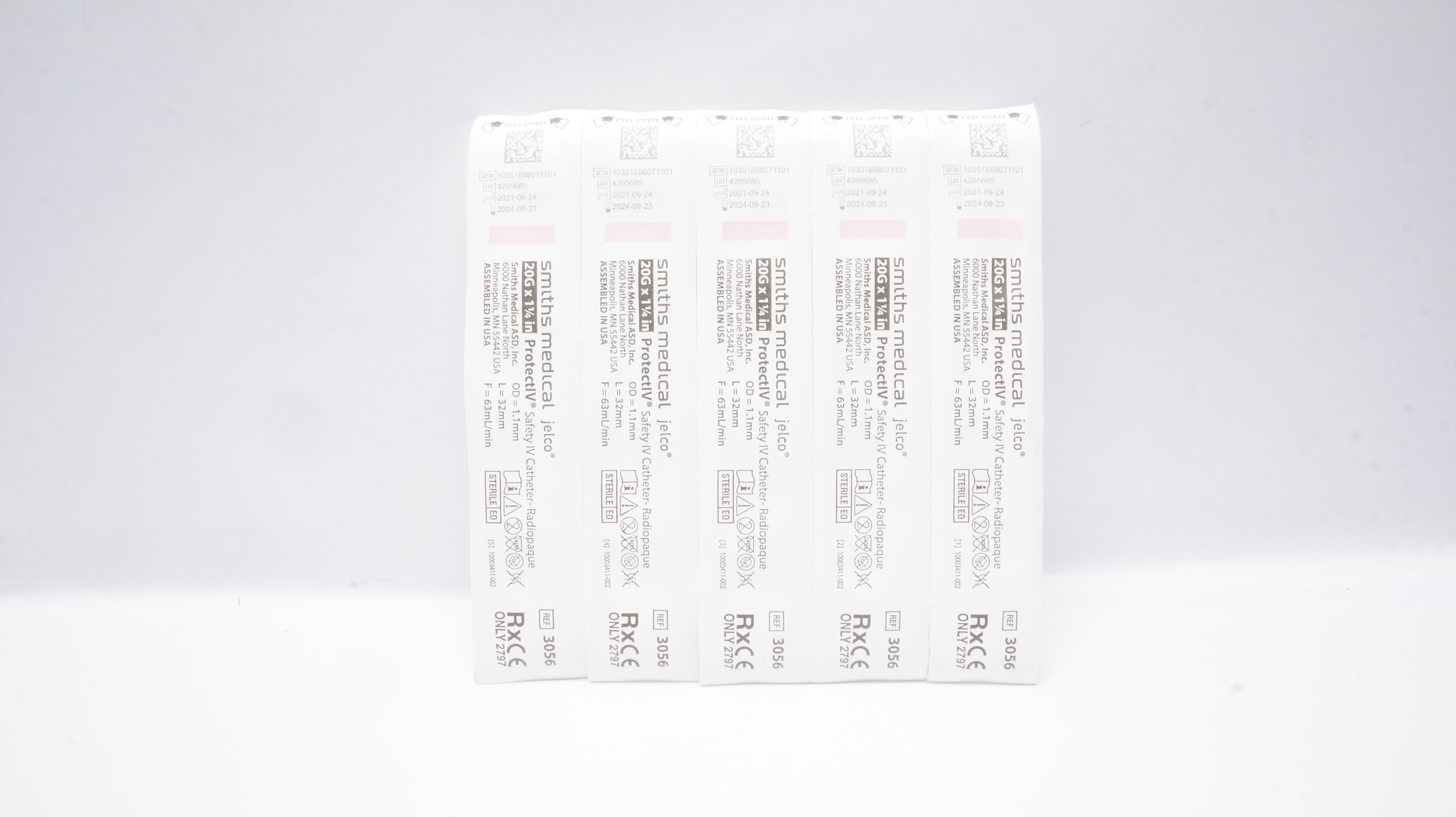 Smiths Medical 3056 JELCO ProtectIV Safety IV Cath. 20G x 1-1/4in (x) - Lot of 5