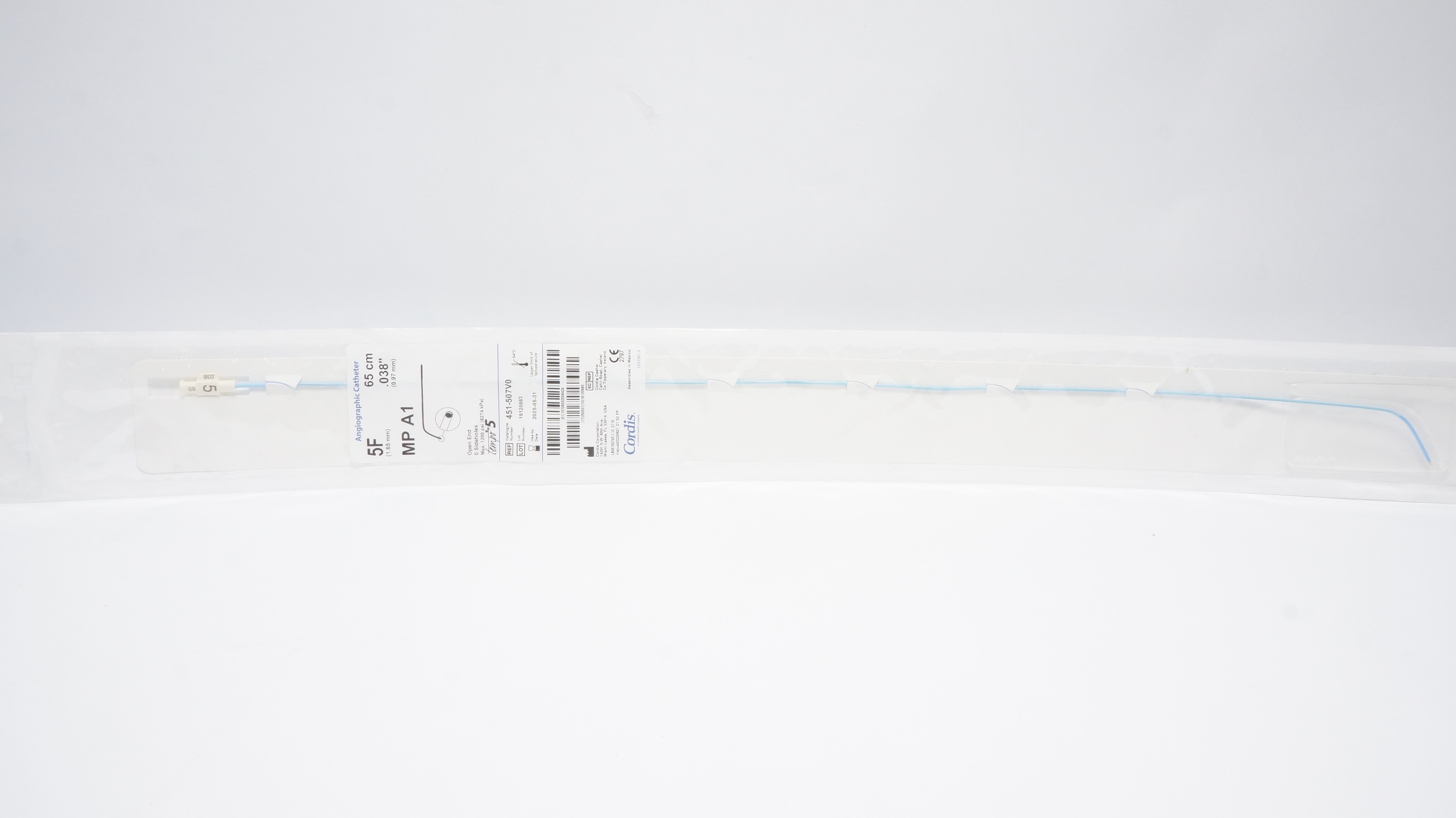Cordis 451-507V0 Angiographic Cath. 5f x 65cm x 0.38In MP A1 Open End (x)