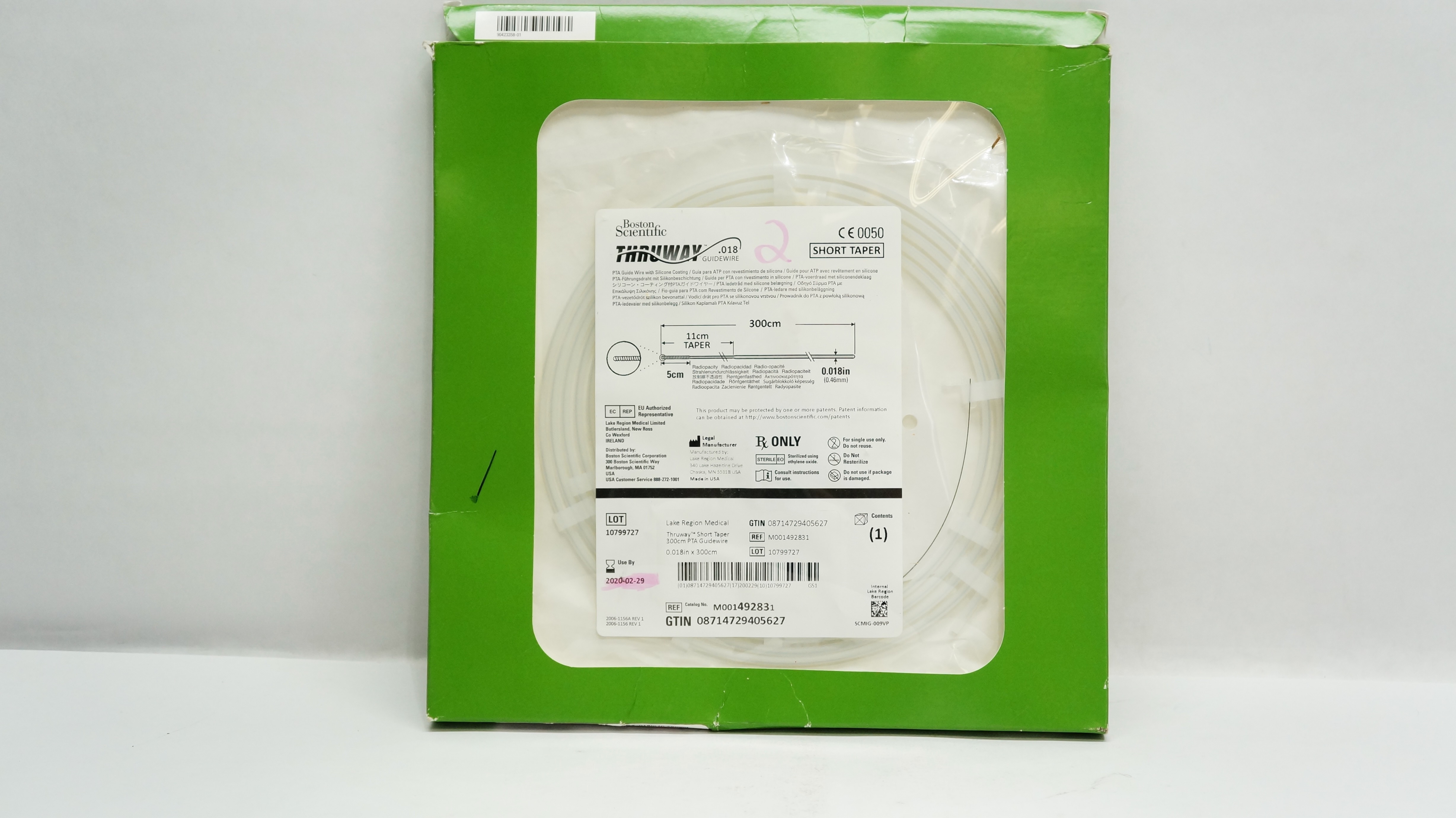Boston Scientific 49283 Thruway Short Taper PTA Guidewire 0.018inch x 300cm (x)