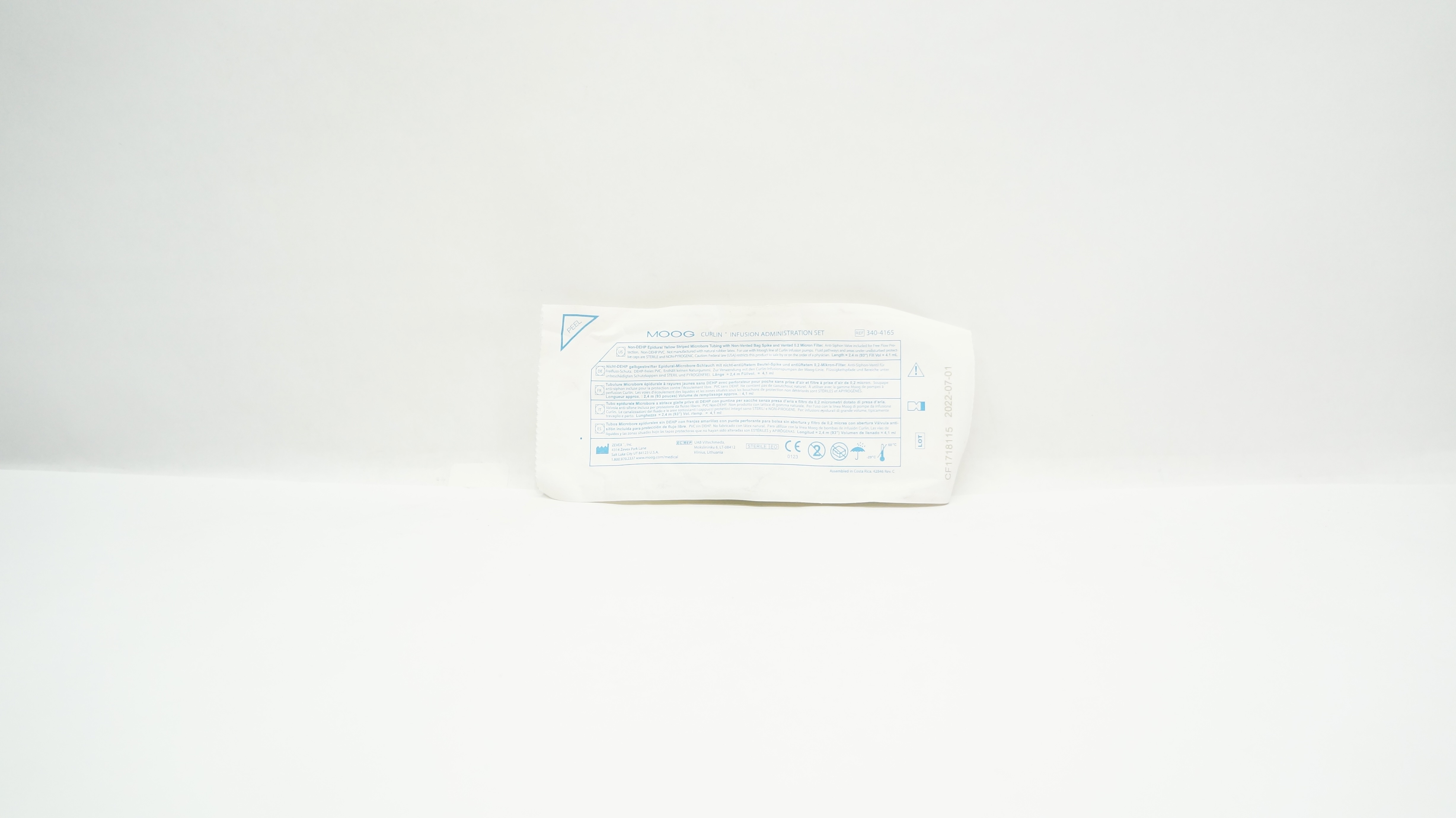 Zevex 340-4165 Moog Curlin Infusion Administration Set 93inch x 4.1mL (x)