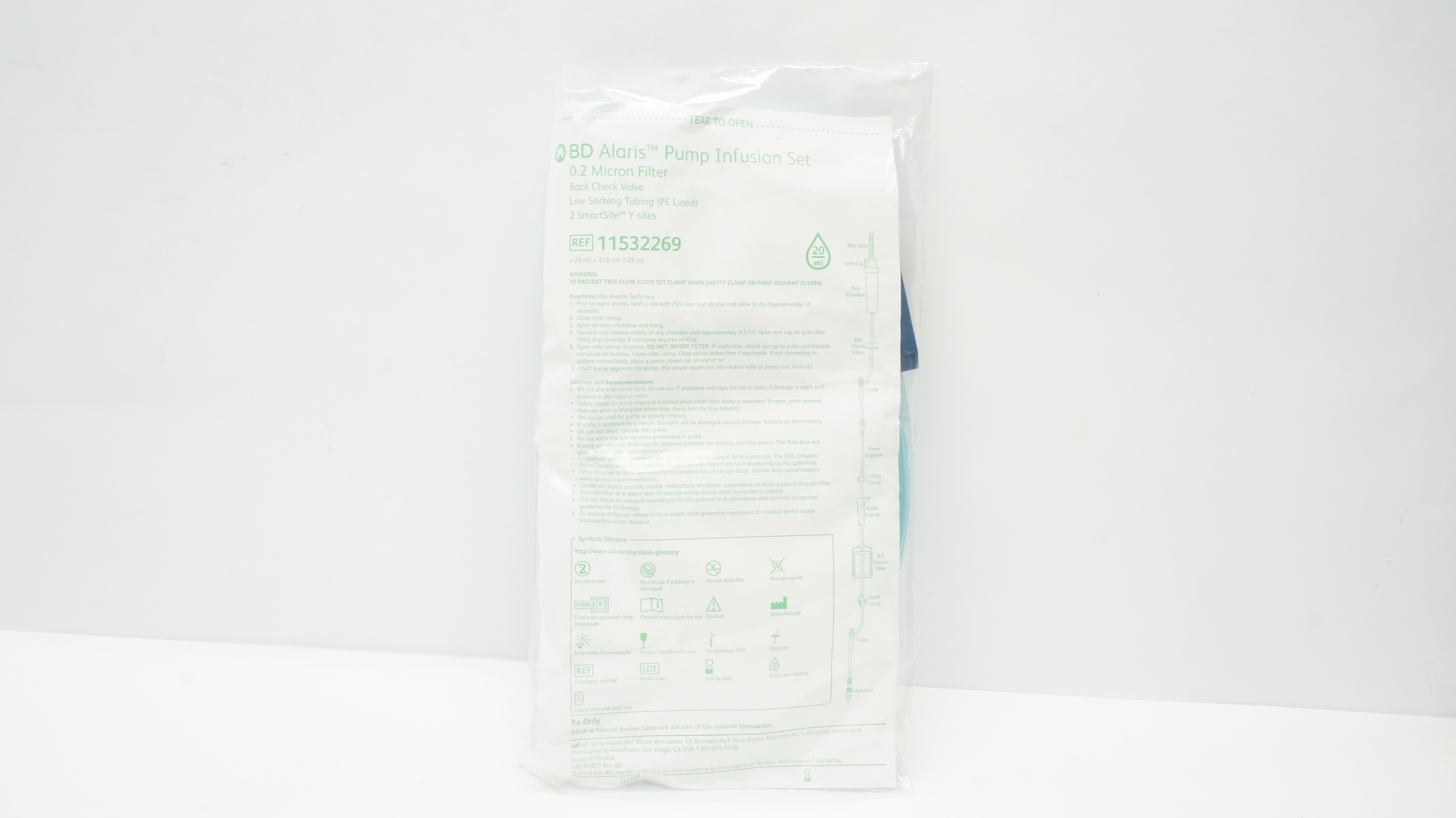 BD 11532269 Alaris Pump Infusion Set 20Drops/ml 29ml x 125inch (x)