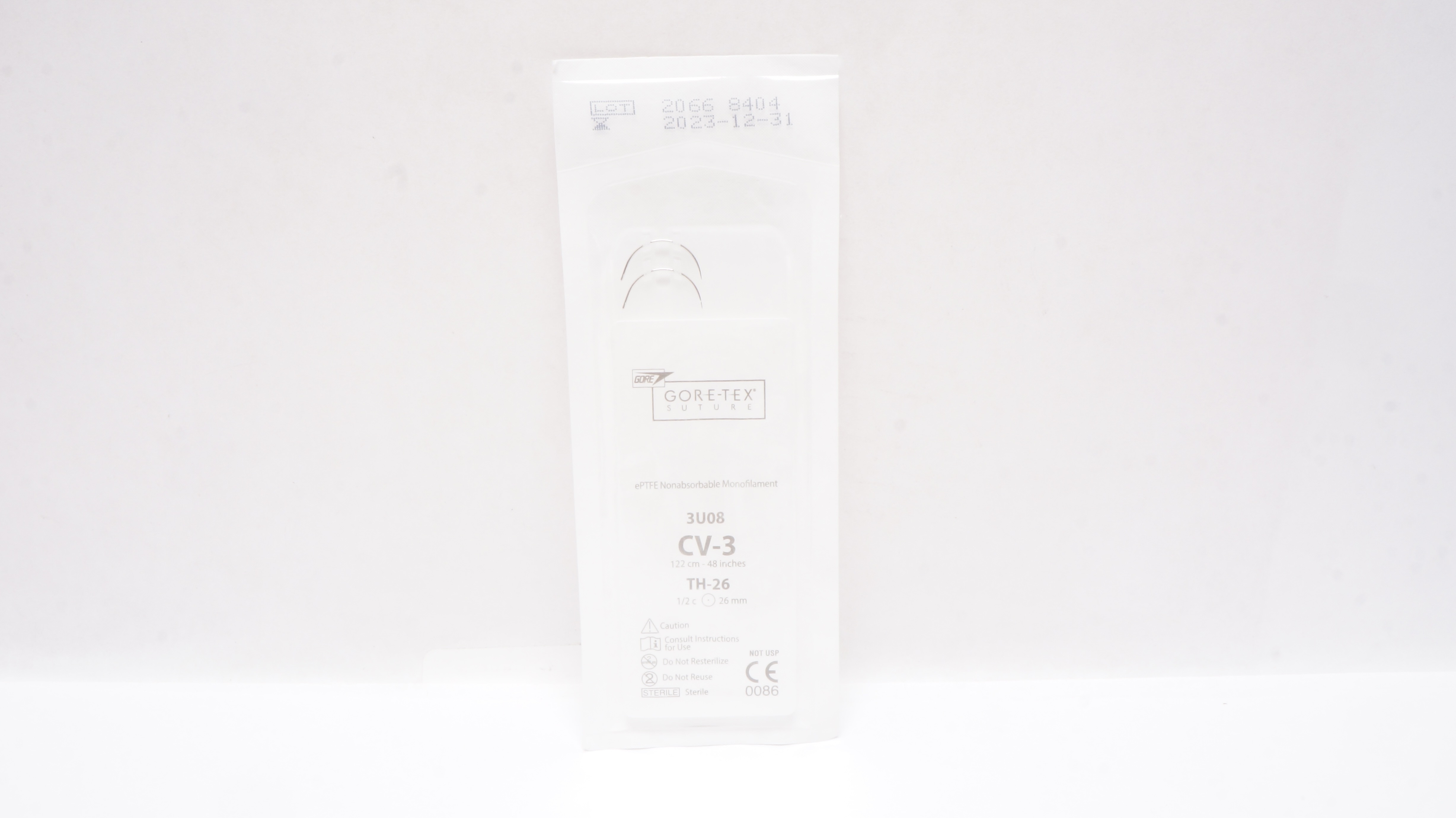 Gore 3U08 ePTFE  Nonabsorbable Monofilament CV-3 TH-26 1/2c 26mm
