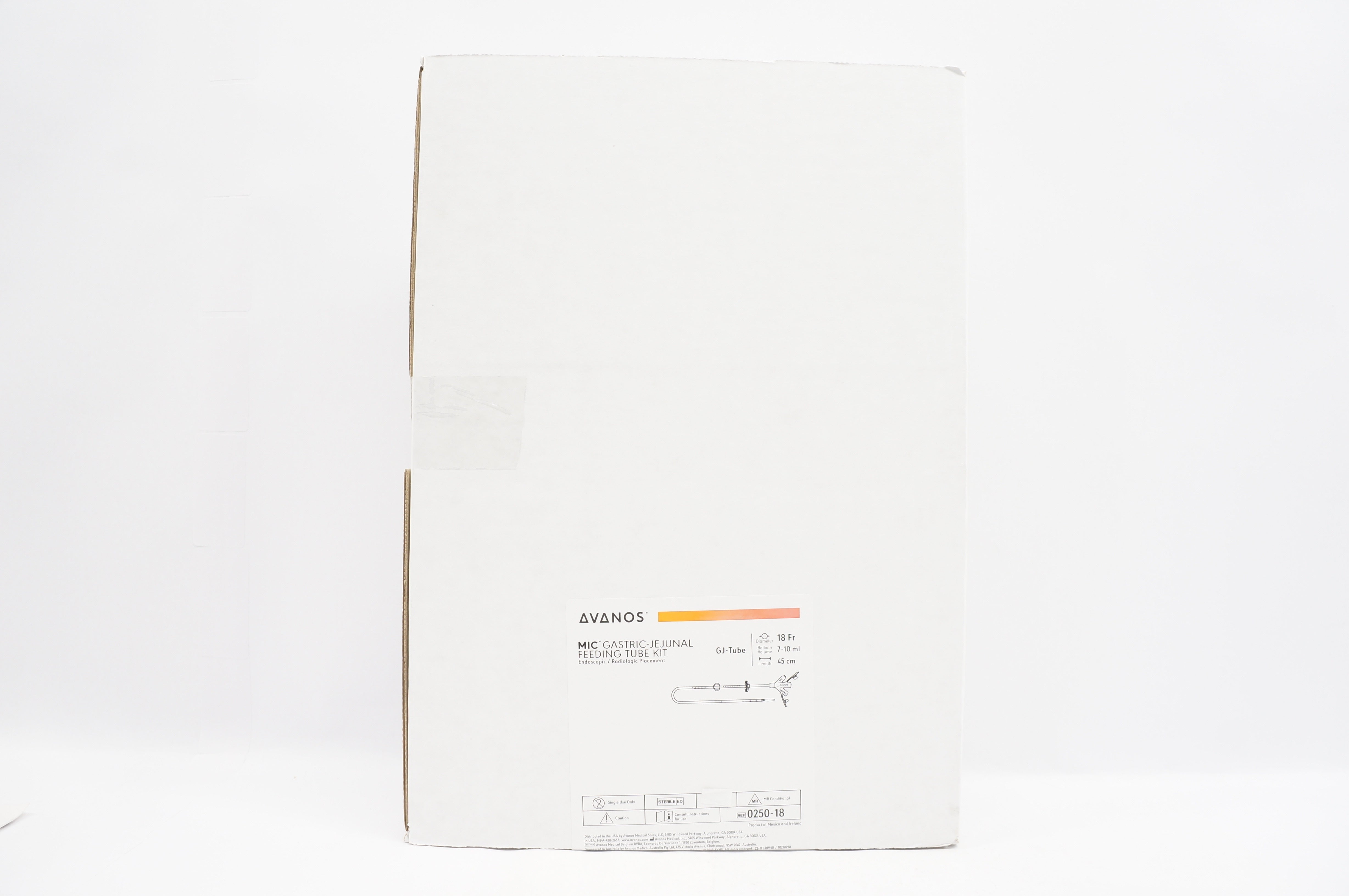 Avanos Medical 0250-18 MIC Gastric-Jejunal Feeding Tube Kit 18Fr 45cm 7-10ml (x)