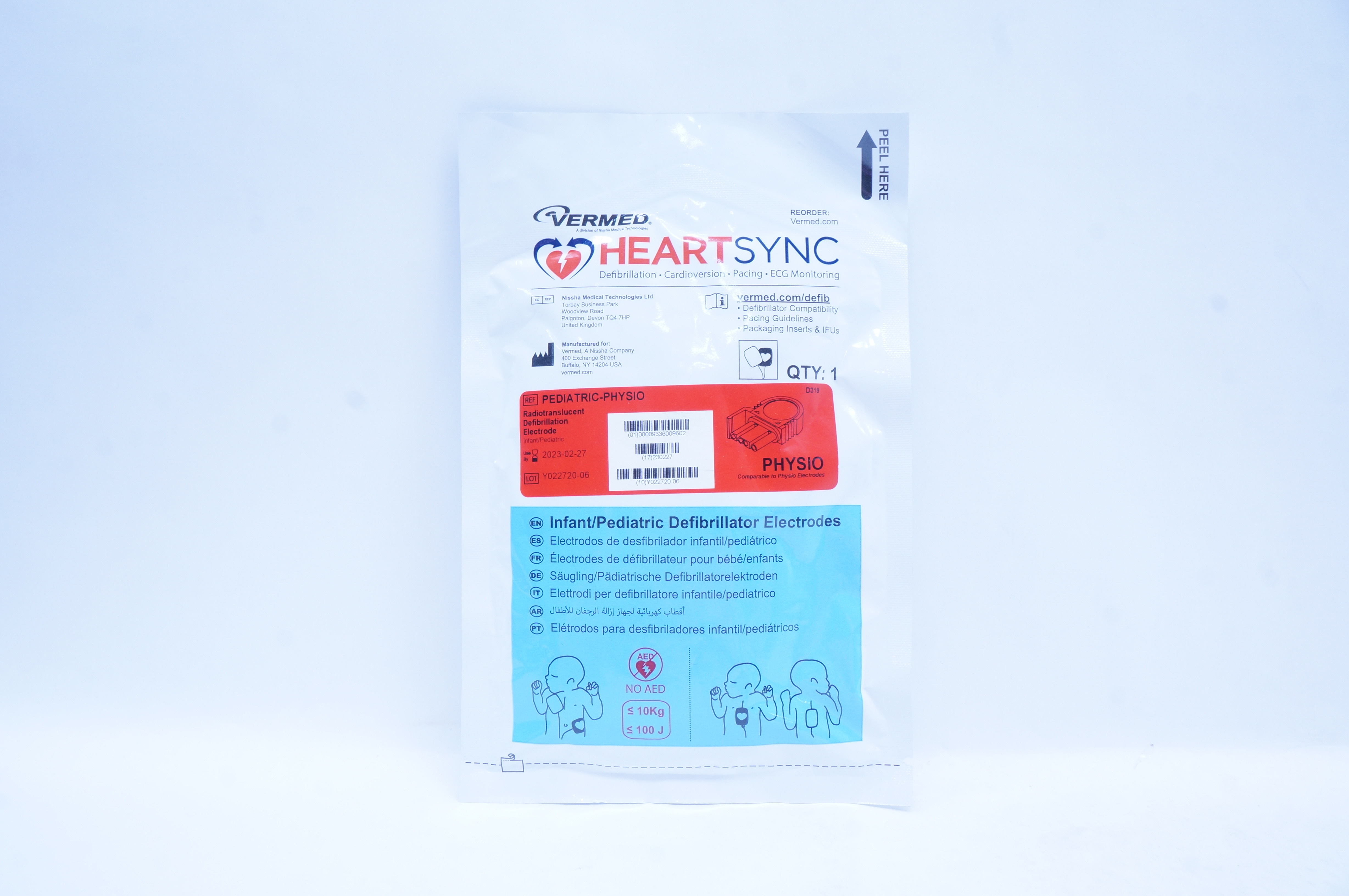 Vermed Pediatric-Physio HeartSync Infant/Pediatric Defibrillator Electrodes