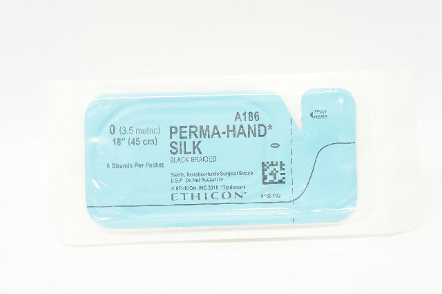 Ethicon A186 0 PERMA-HAND SILK Surgical Stre Black Braided, 18inch