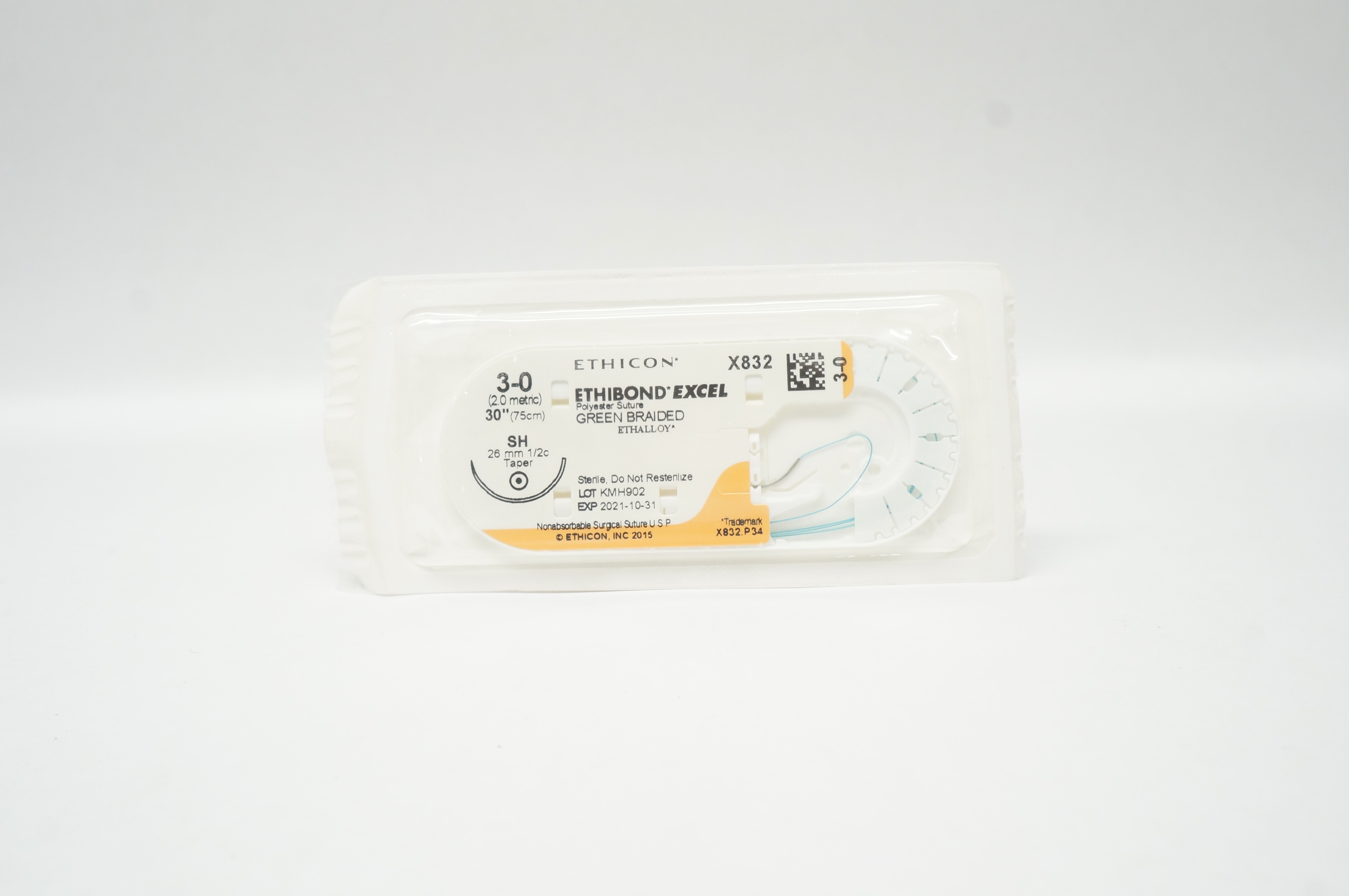 Ethicon X832 3-0 Ethibond Excel Polyester Stre SH 26mm 1/2c Taper 30inch (x)