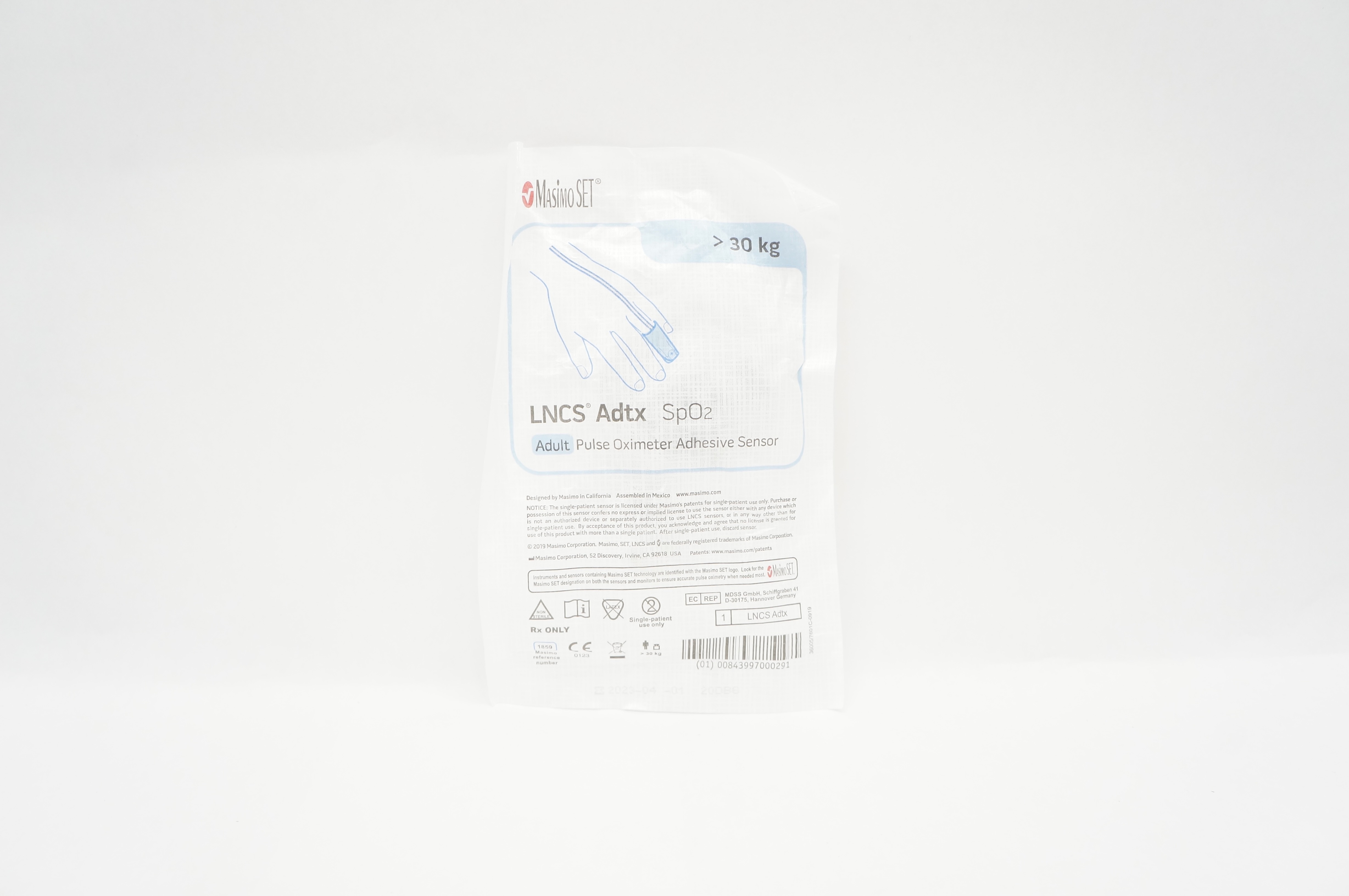 Masimo 1859 LNCS Adtx SpO2 Adult Pulse Oximeter Adhesive Sensor  >30 kg (x)