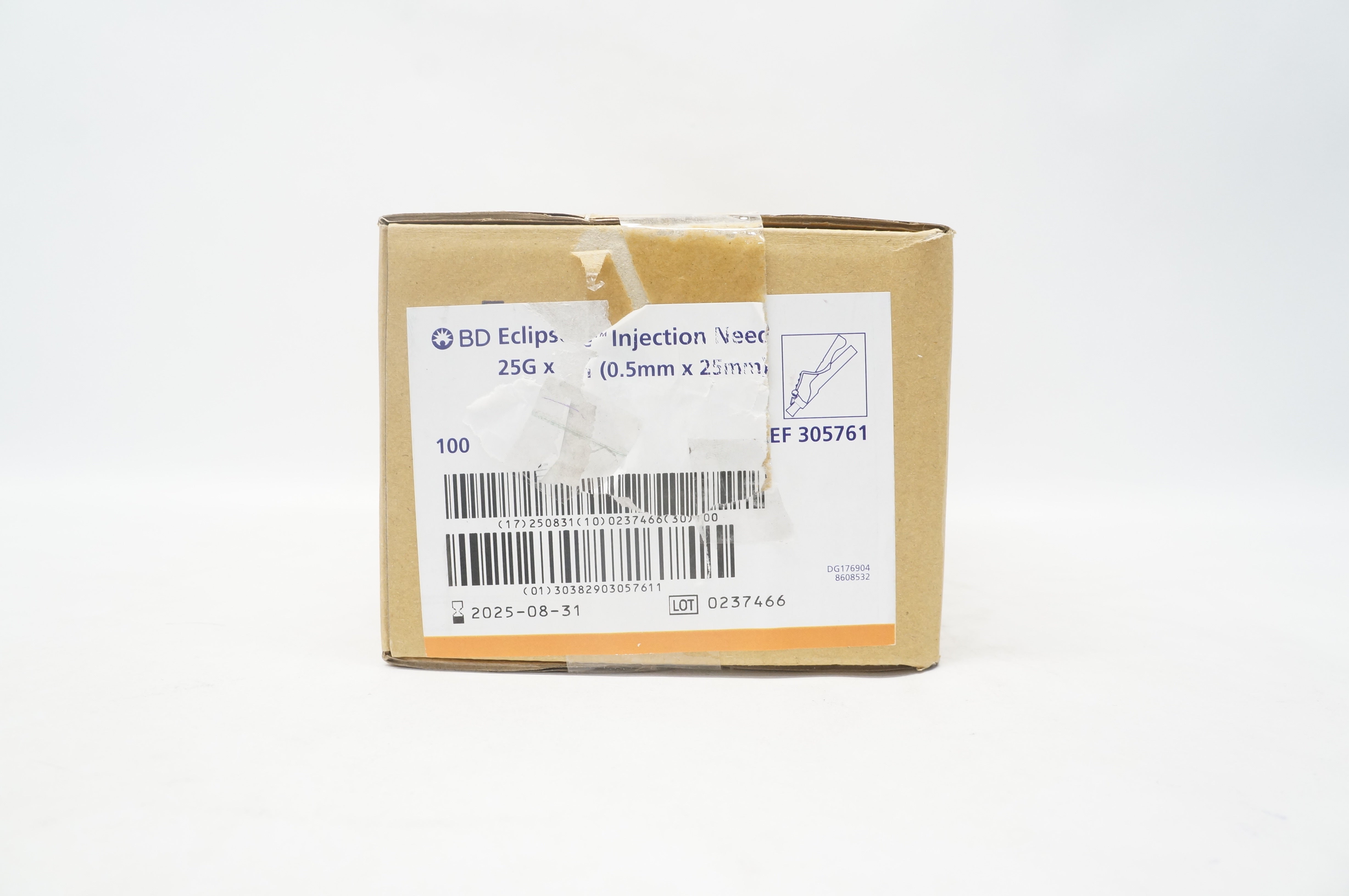 BD 305761 Eclipse Injection Ndle 25G x 1 - Box of 100