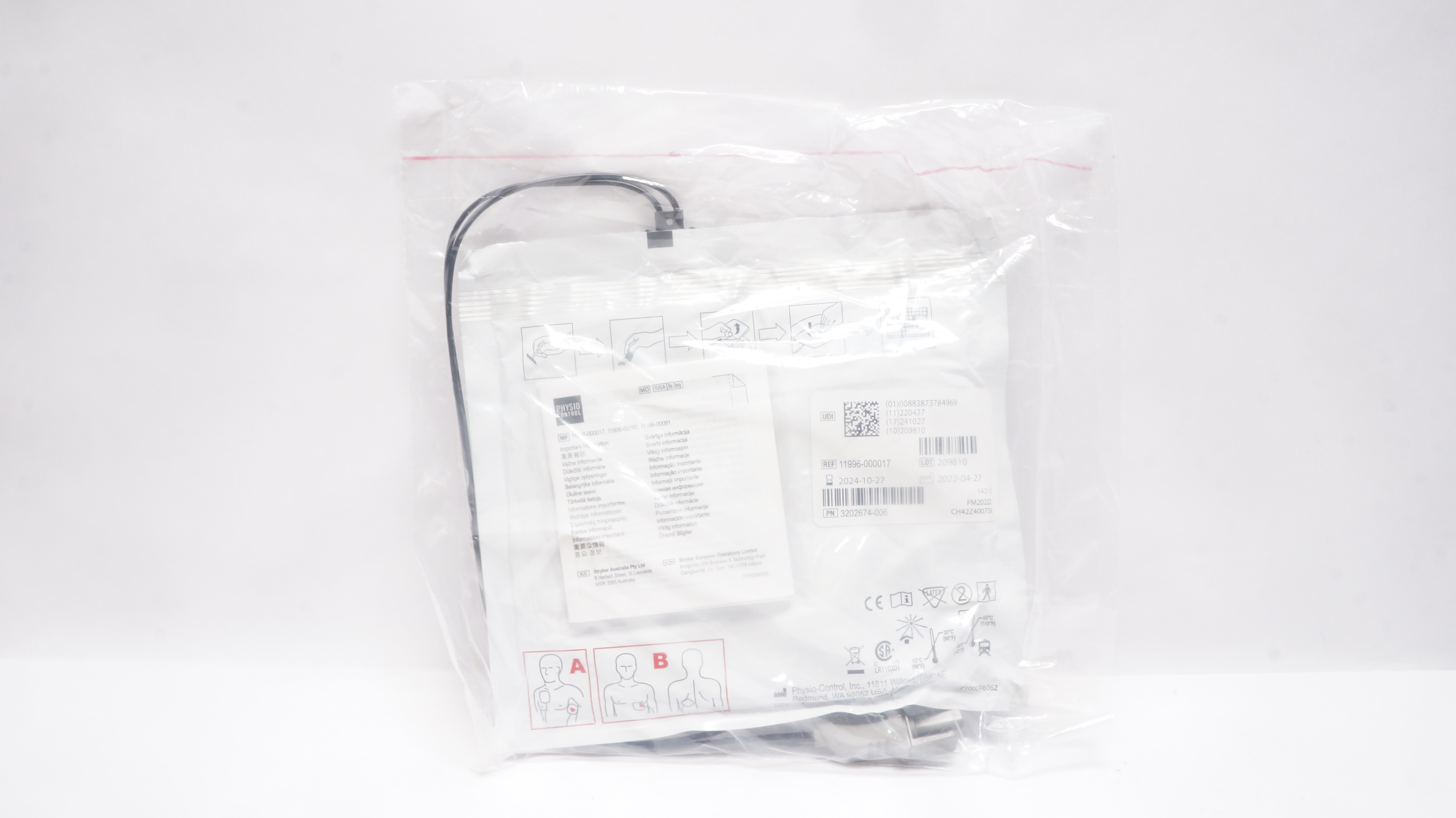 Physio Control 11996-000017 Quick-Combo Redi-Pak Preconnect System, Adult