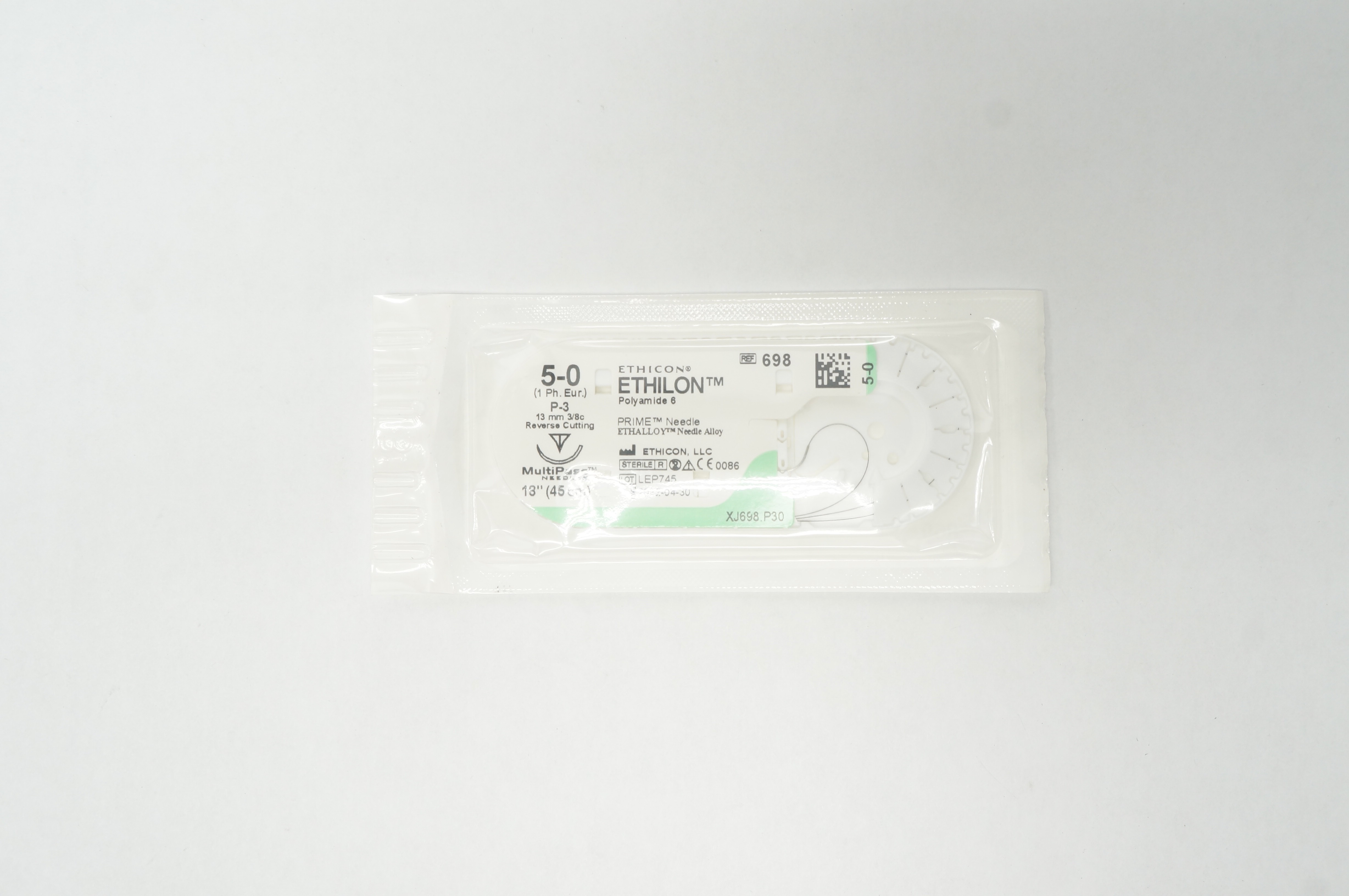 Ethicon 698 5-0 Ethilon Nylon Stre P-3 13mm 3/8c Reverse Cutting 18inch (x)