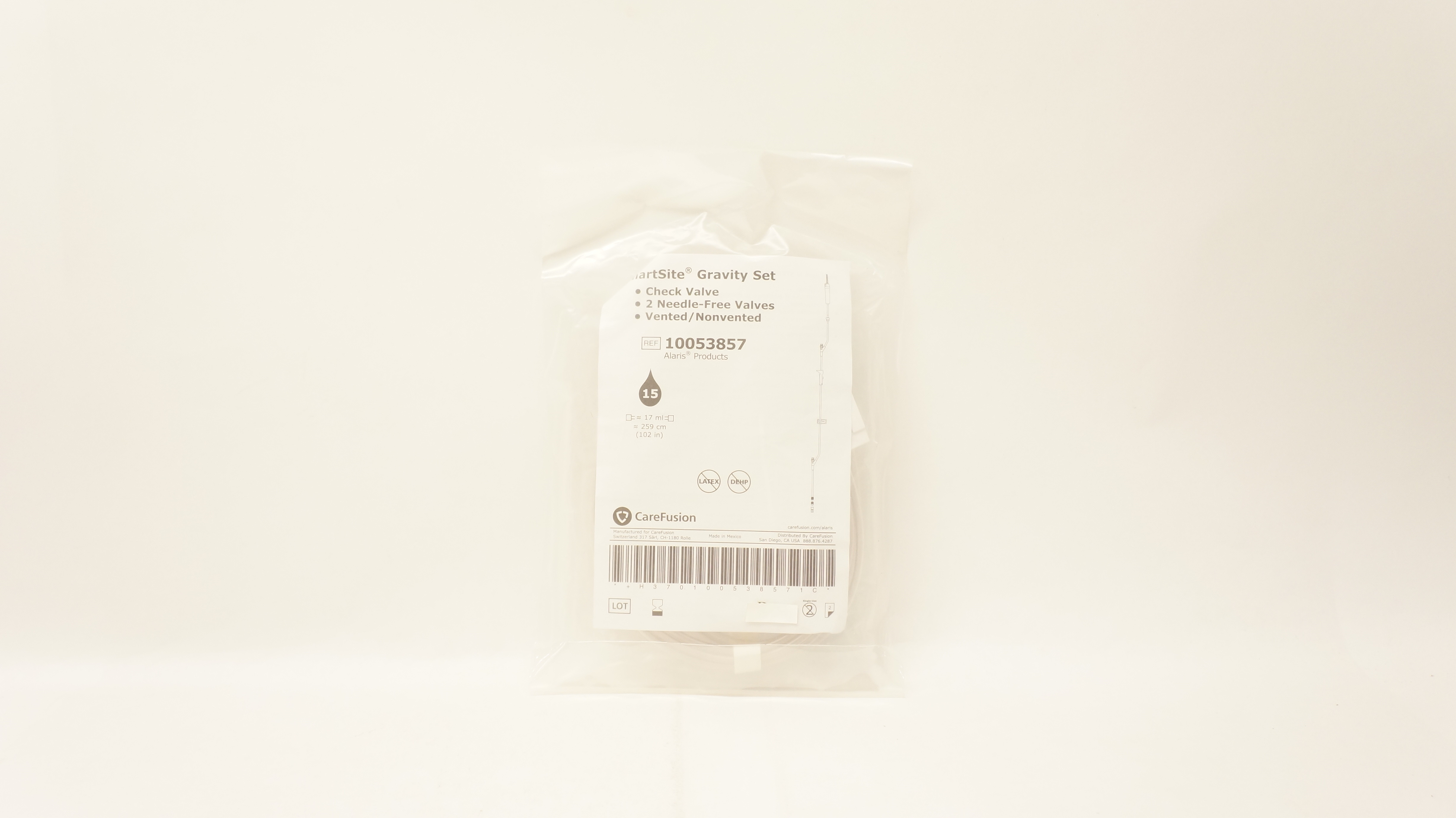 BD 10053857 SmartSite Gravity Set Check Valve 15mL, 102inch
