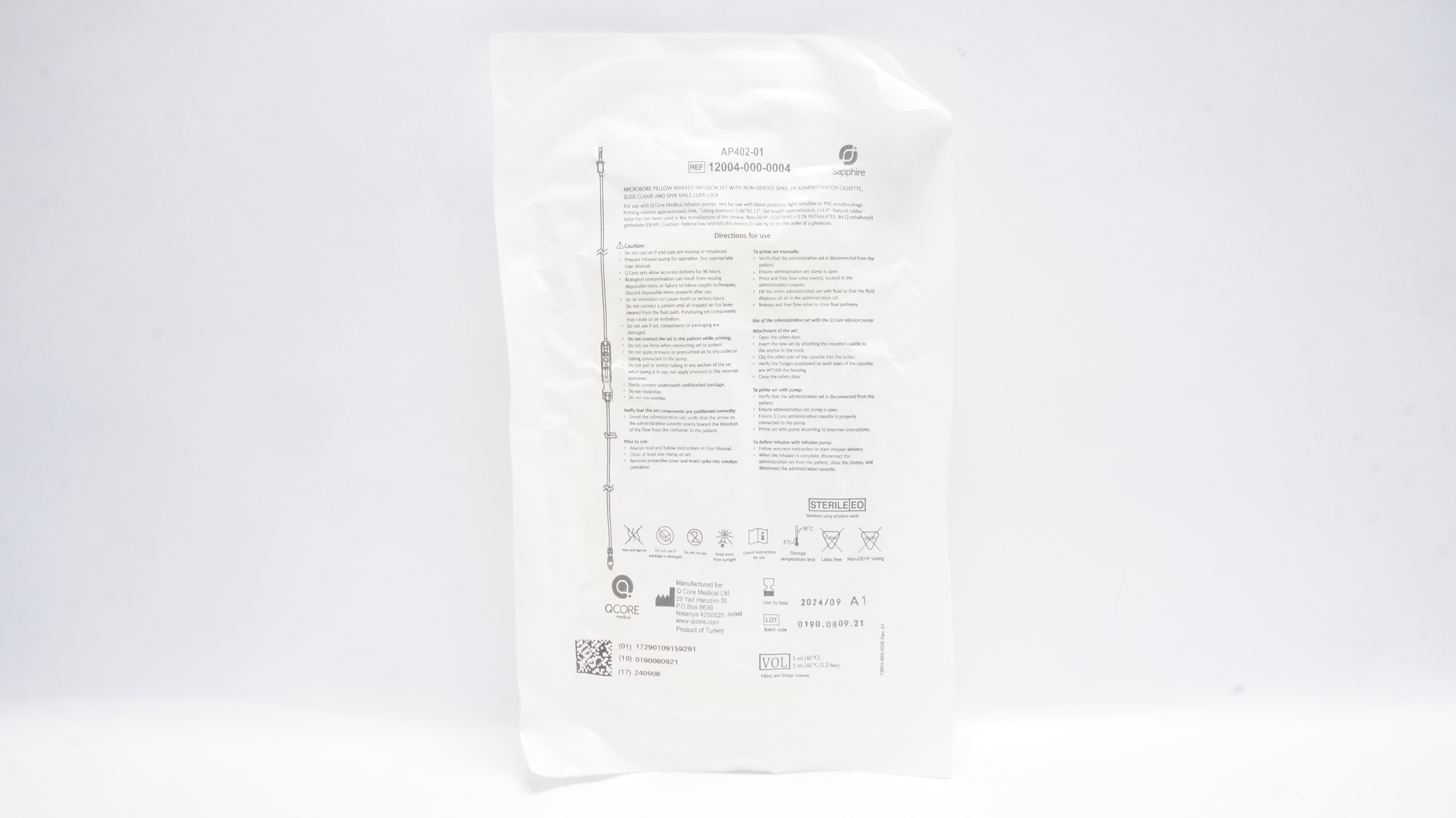 QCore Medical 12004-000-0004 Microbore Yellow Marked Infusion Set (x)