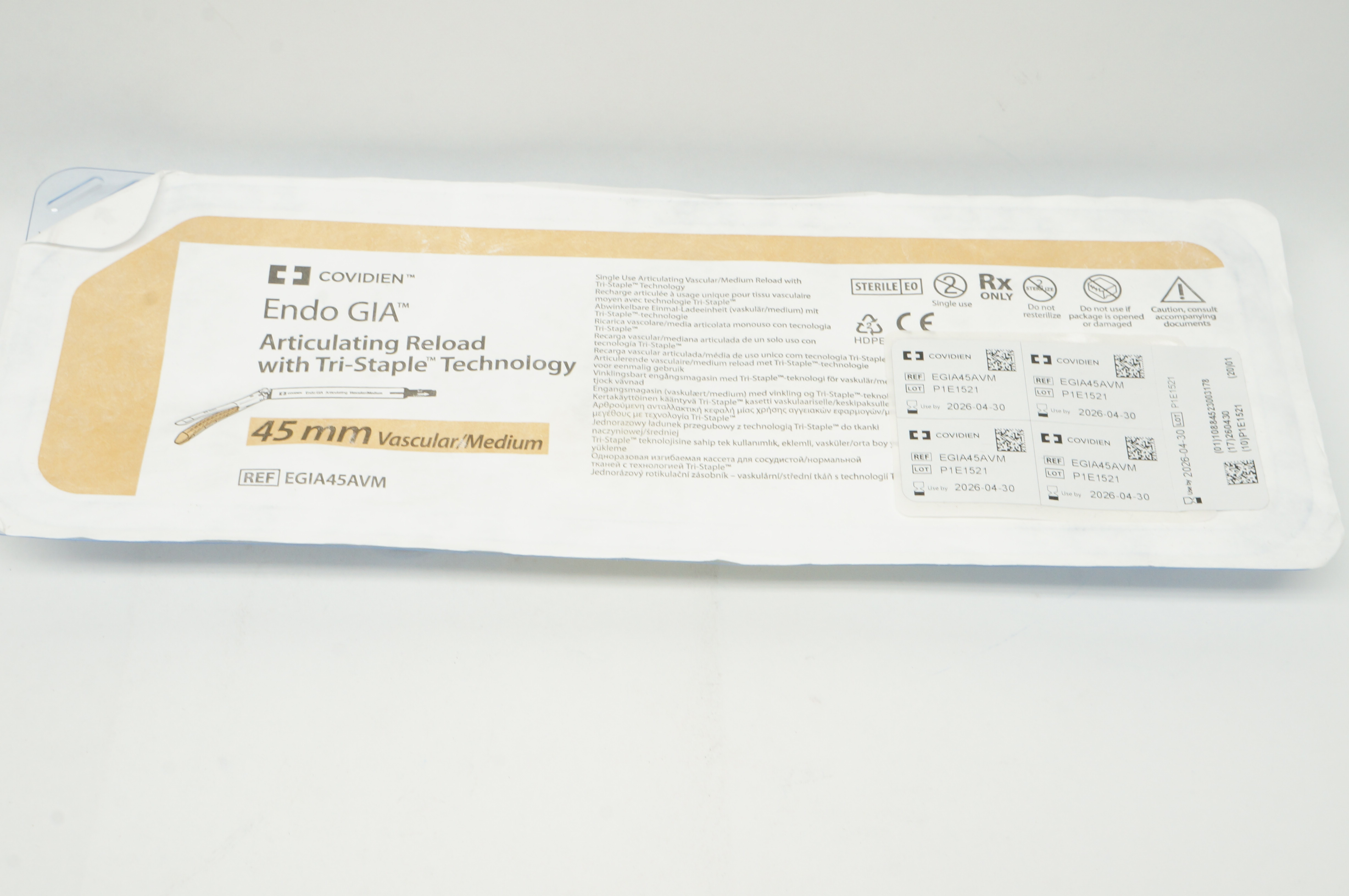 Covidien EGIA45AVM Endo GIA Articulating Reload, Vascular/Medium 45mm