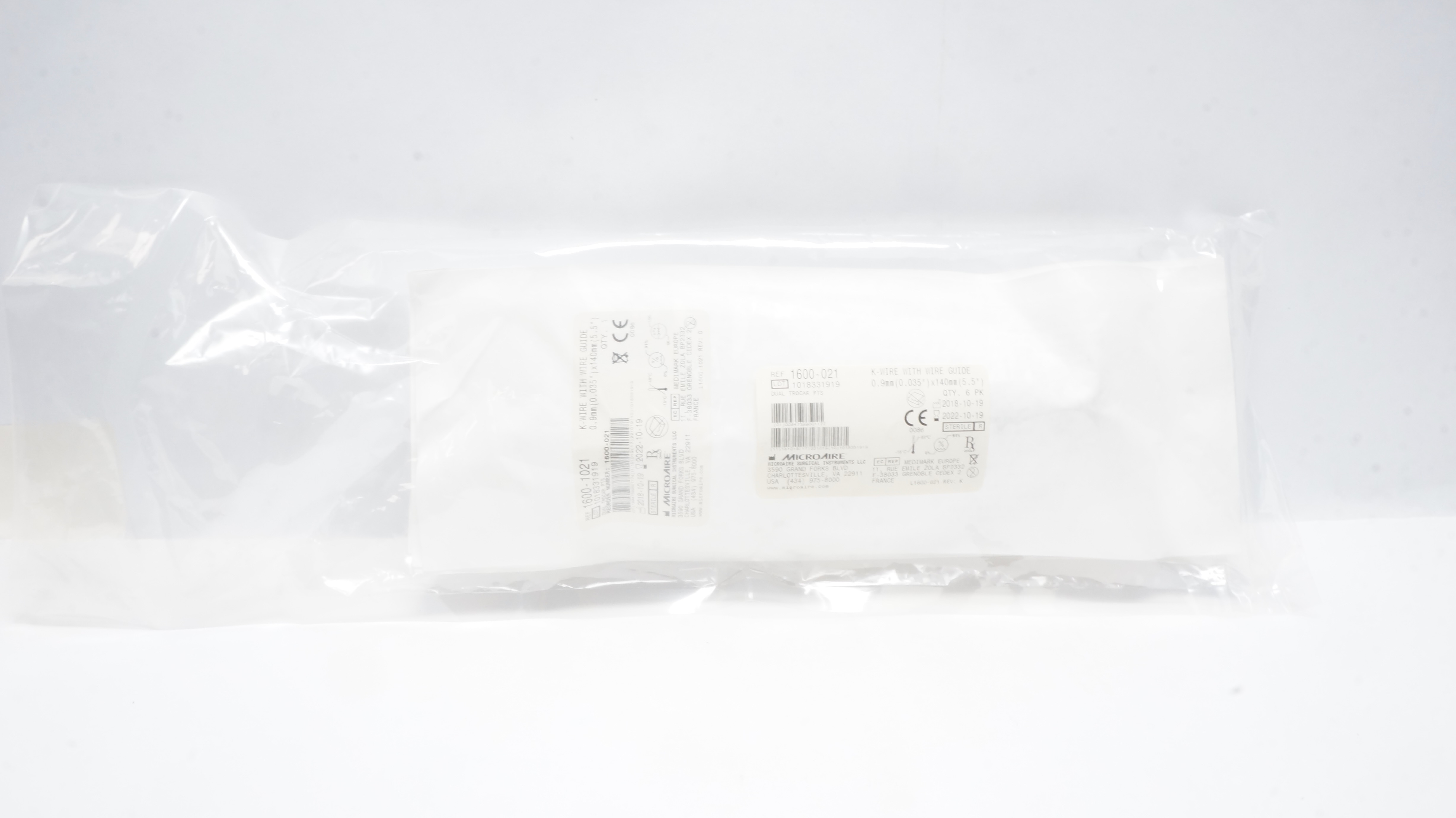 Microaire 1600-021 Dual Trocar PTS K-Wire W/Wire Guide 0.035In x 5.5In (x)