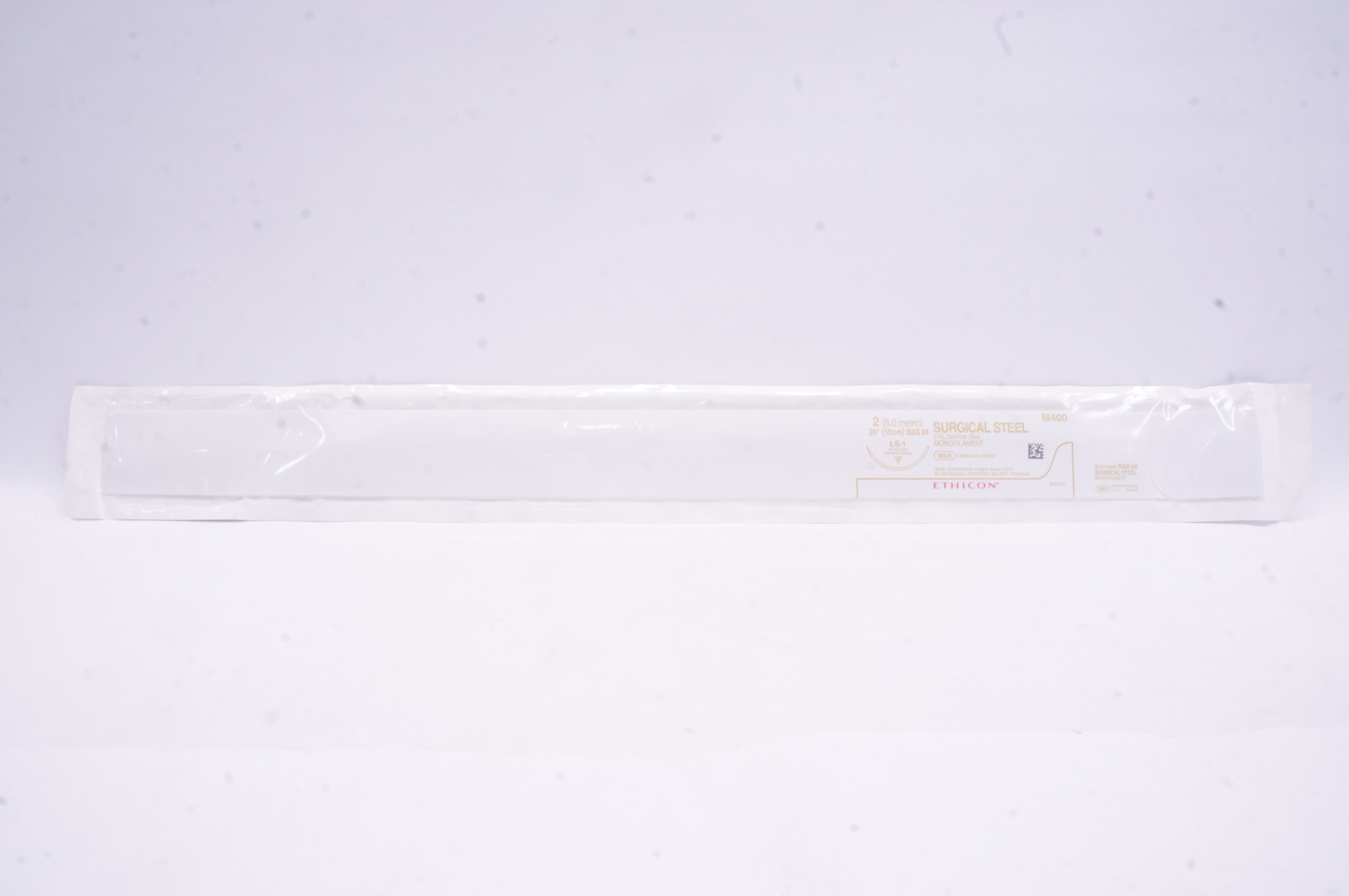 Ethicon M400 2 SURGICAL STEEL B&S24, LS-1 45mm 3/8c Reverse Cutting, 20in