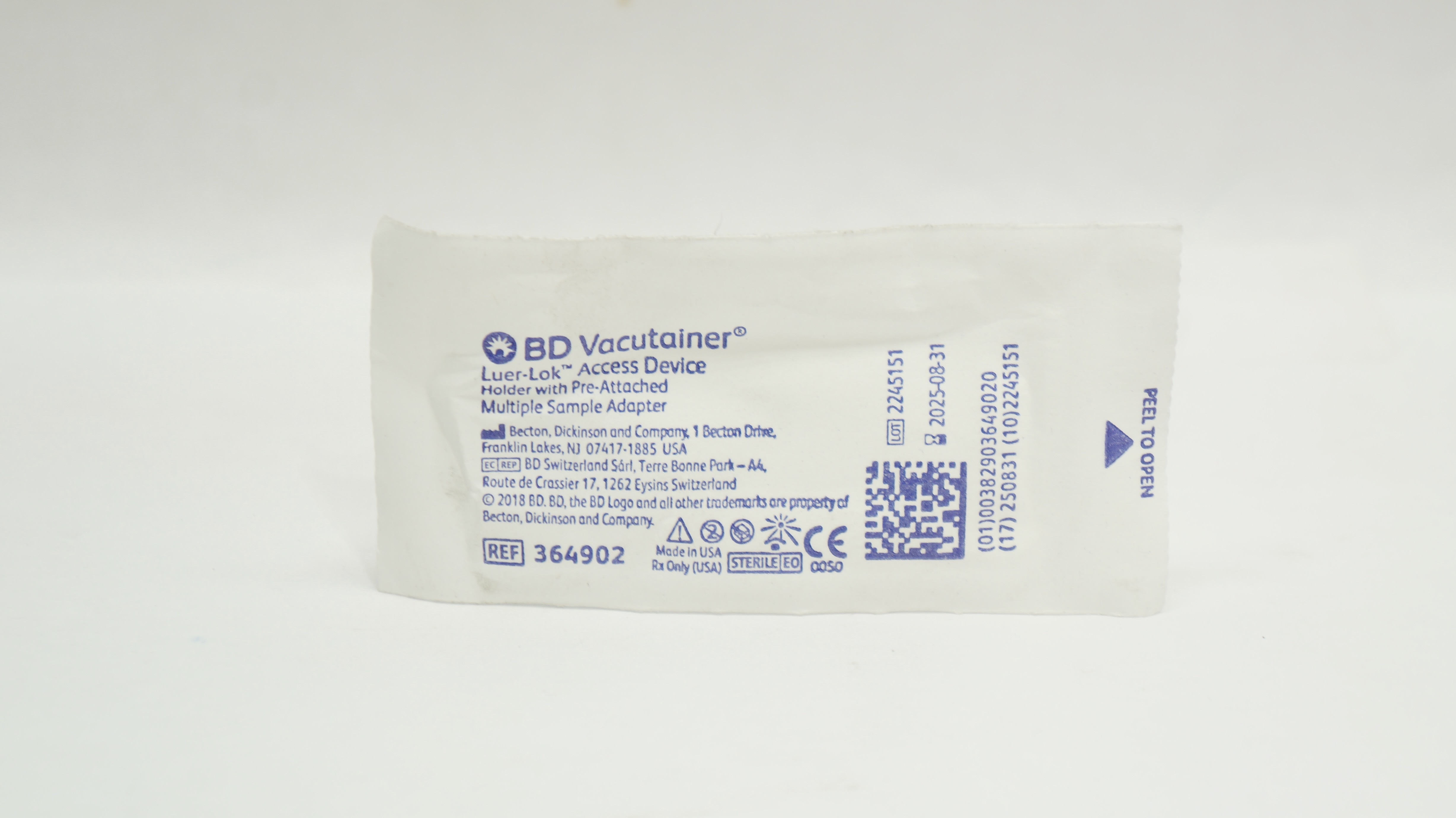BD 364902 Vacutainer Luer-Lok Access Device Holder w/Multiple Sample Adapter