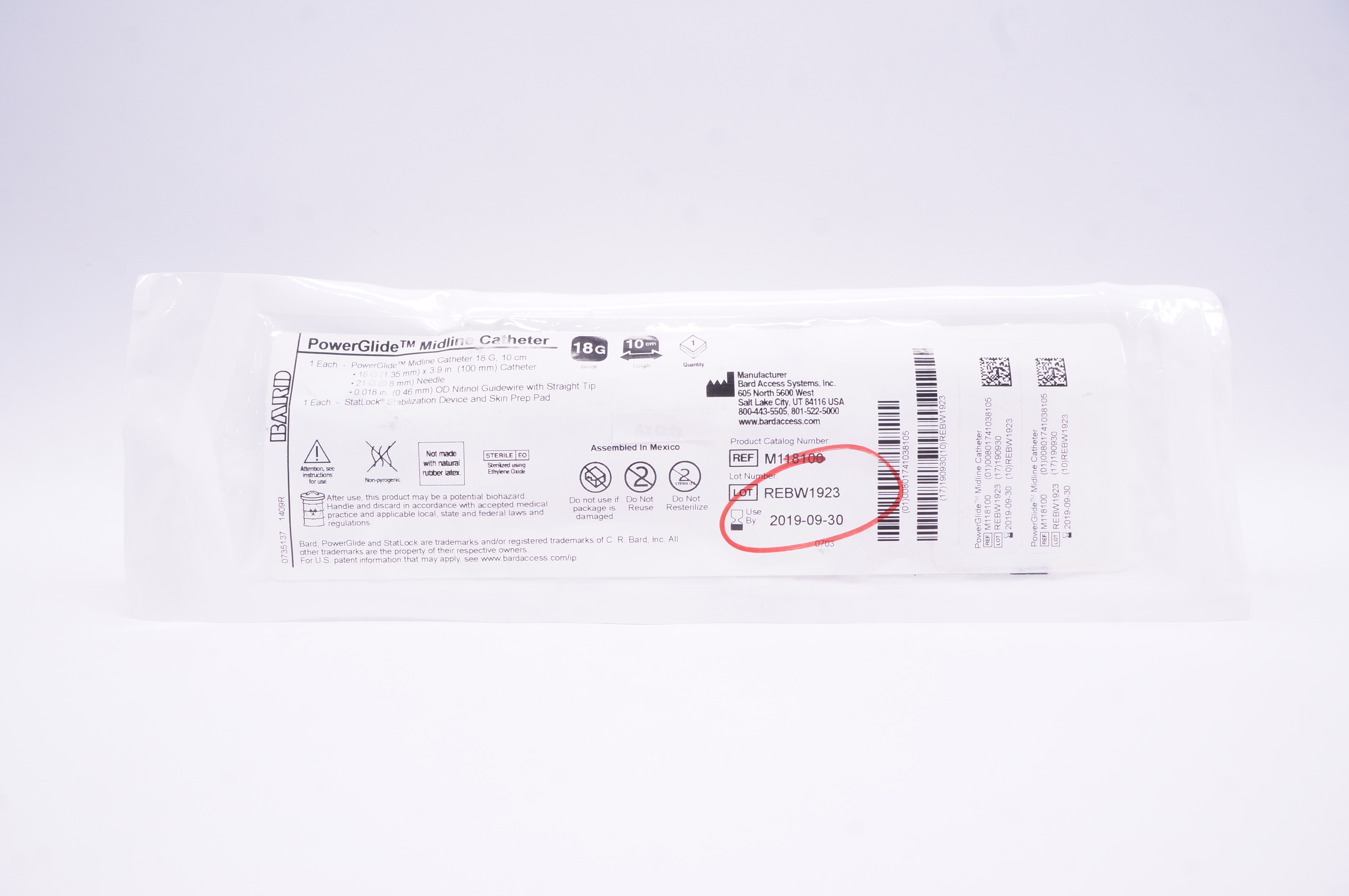 Bard M118100 PowerGlide Midline Cath. 18G x 10cm (x)