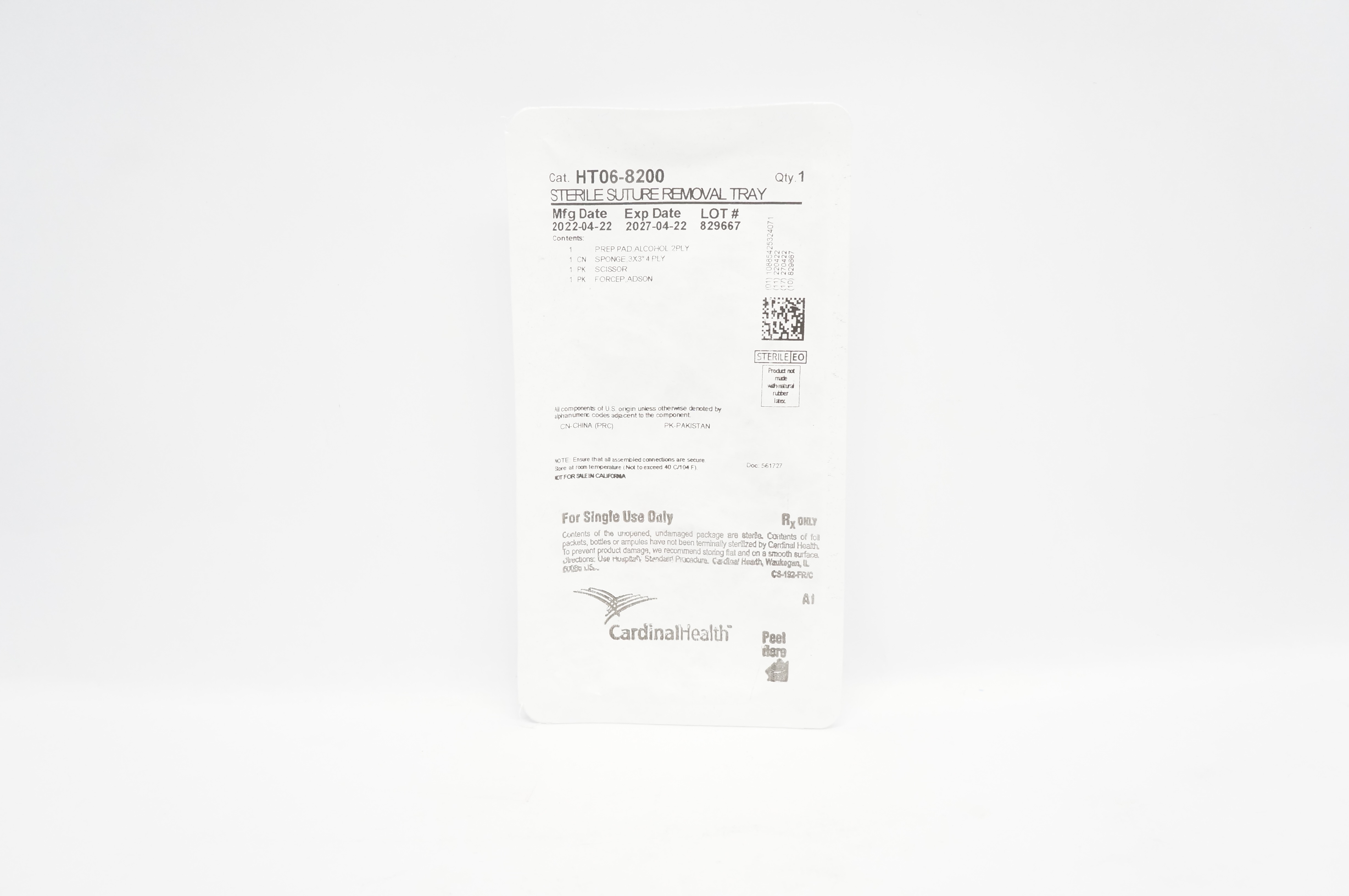 Cardinal Health HT06-8200 Sterile Stre Removal Tray