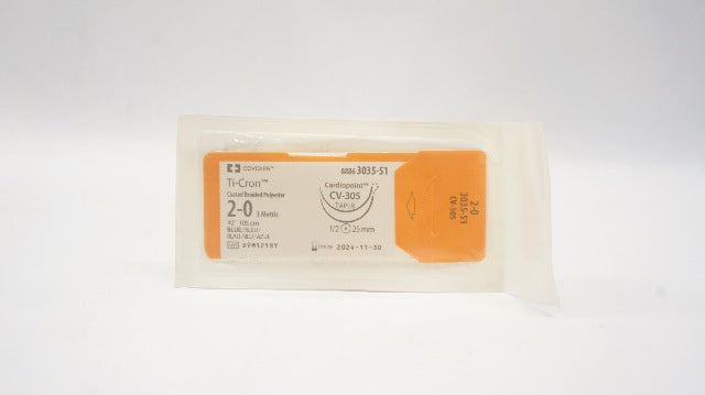 Covidien 8886303551 2-0 Ti-Cron Coated PolyesterStre CV-305 1/2 25mm Tape 42inch