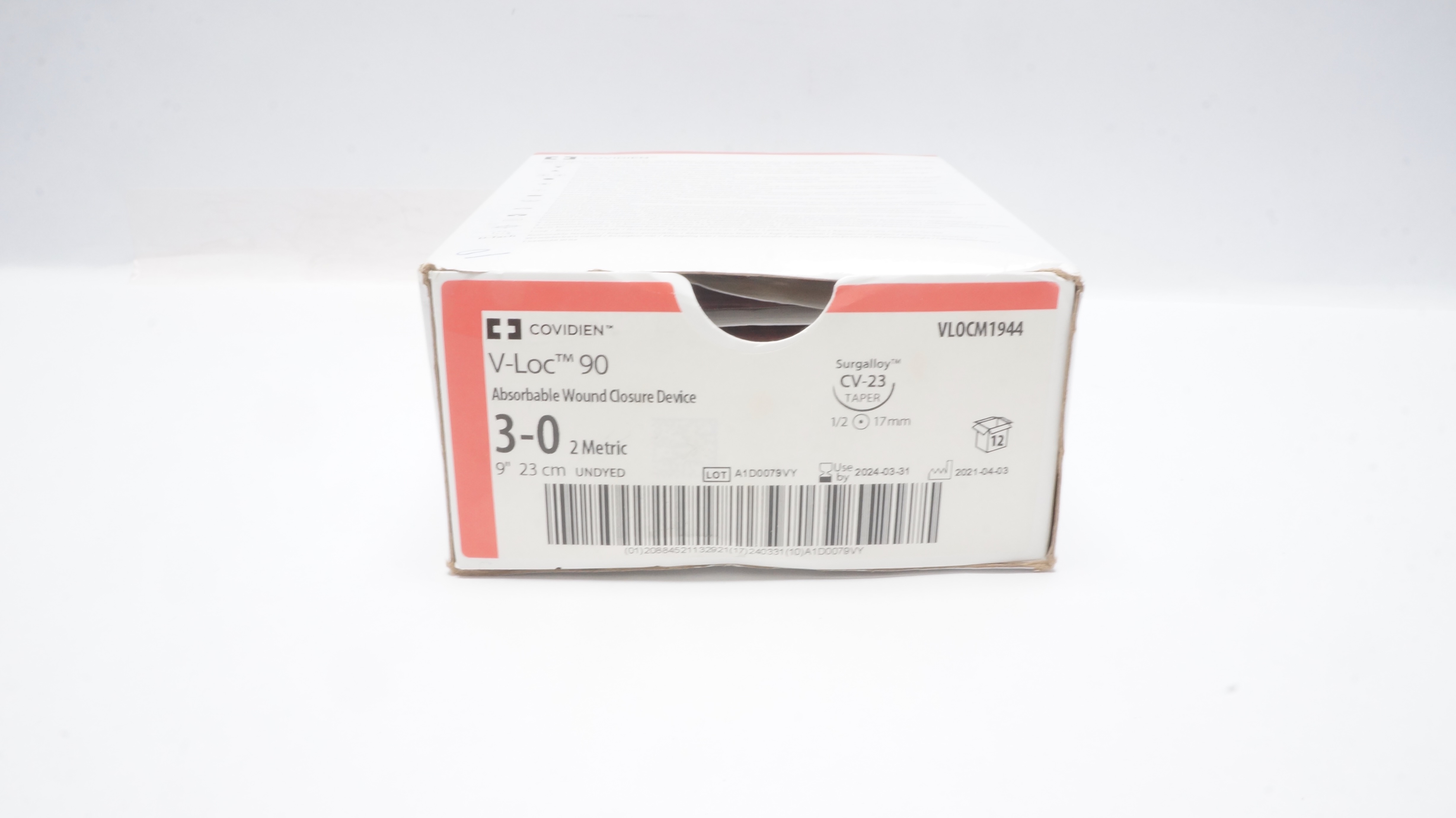 Covidien VLOCM1944 3-0 V-Loc 90 Absorbable Wound, CV-23, 1/2c 17mm (x)-Box of 10