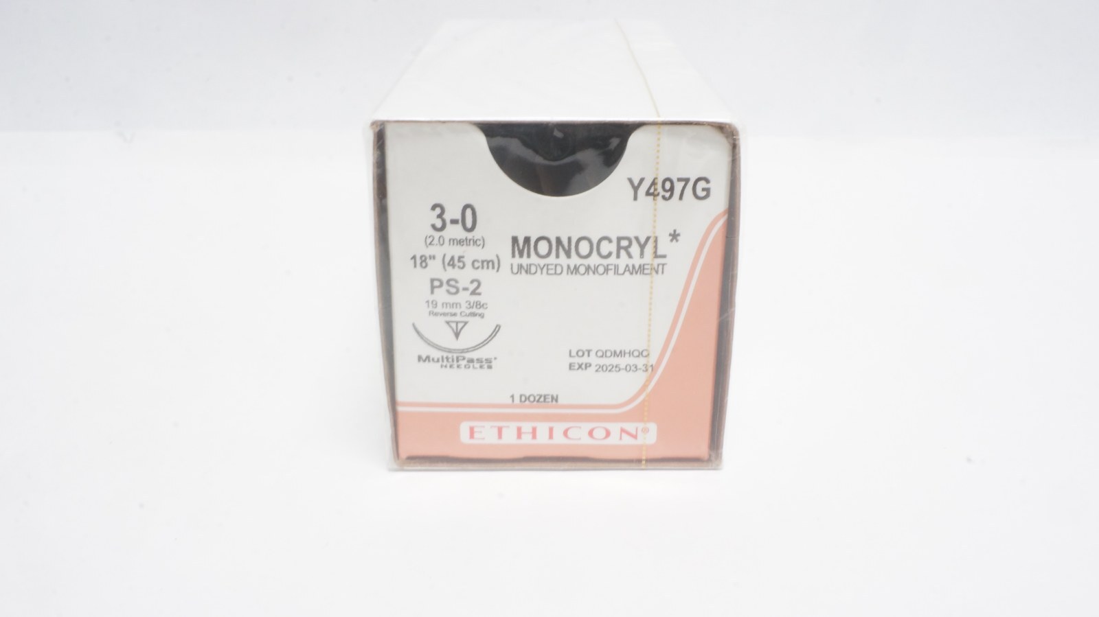 ETHICON Y497G MONOCRYL 3-0 Undyed Sutures 18" PS-2