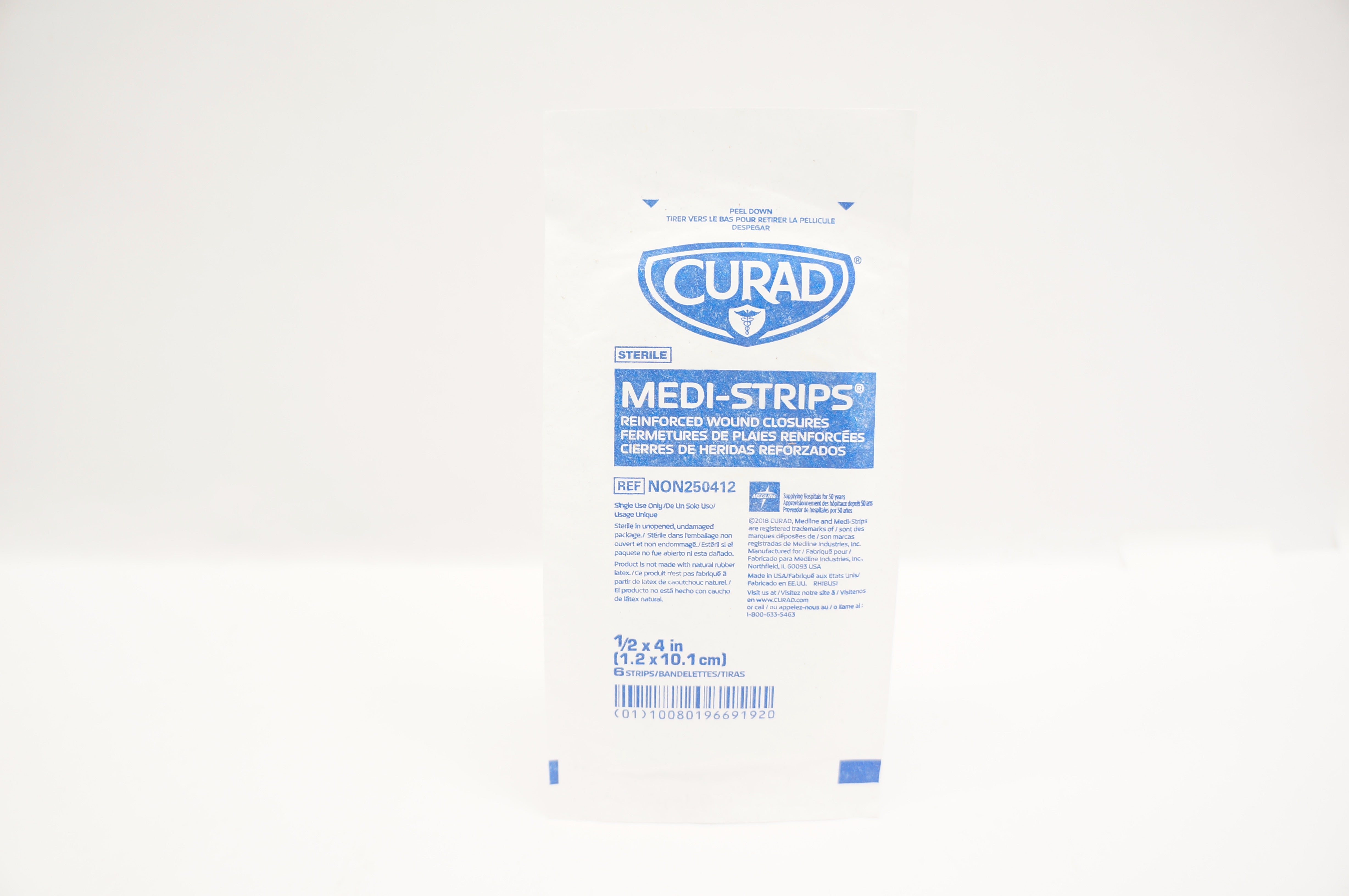 Medline NON250412 Medi-Strips Reinforced Wound Closures 1/2 x 4inch - Pack of 6