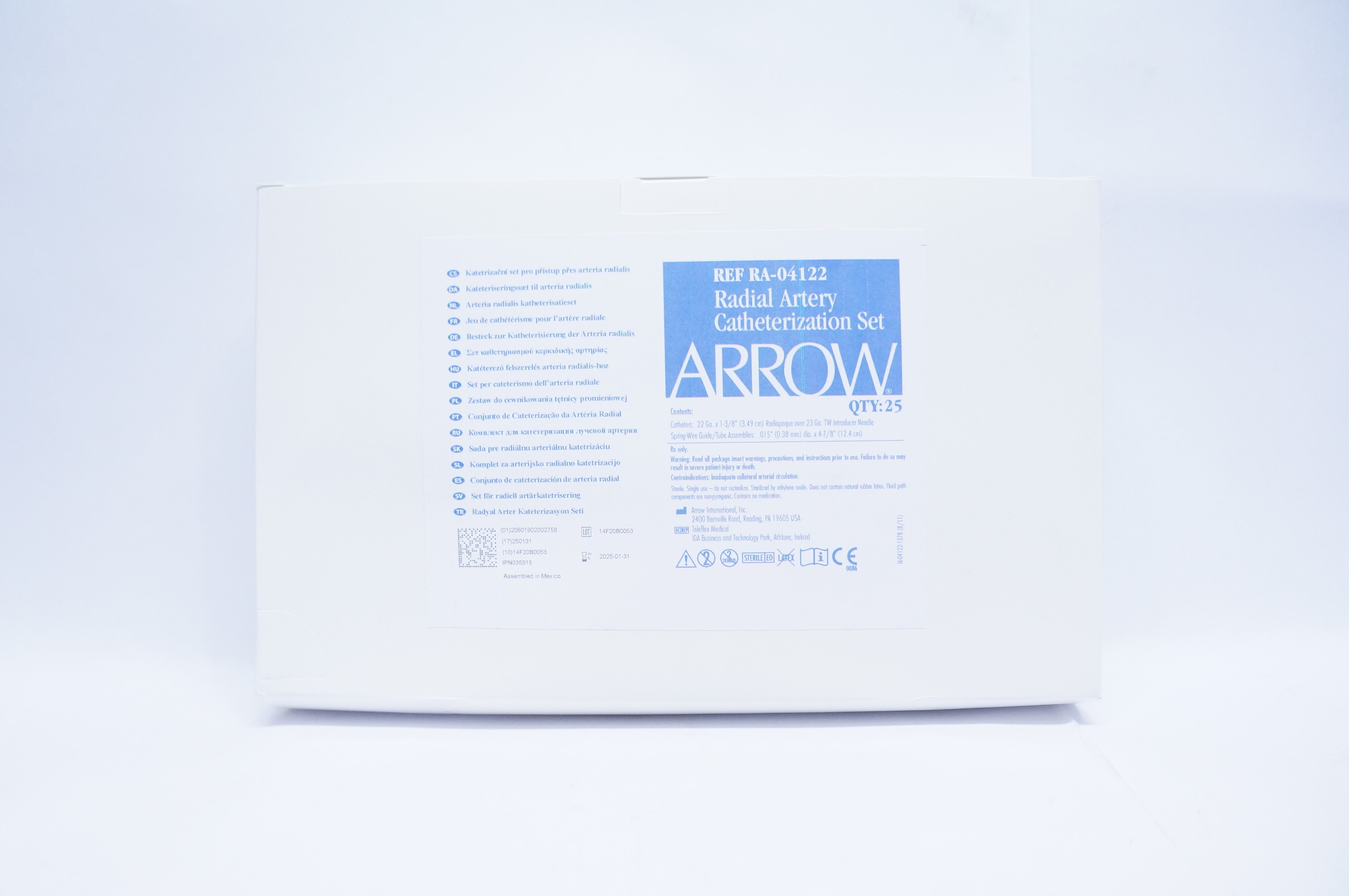 Arrow RA-04166 Radial Artery Catheterization Set - Box of 25