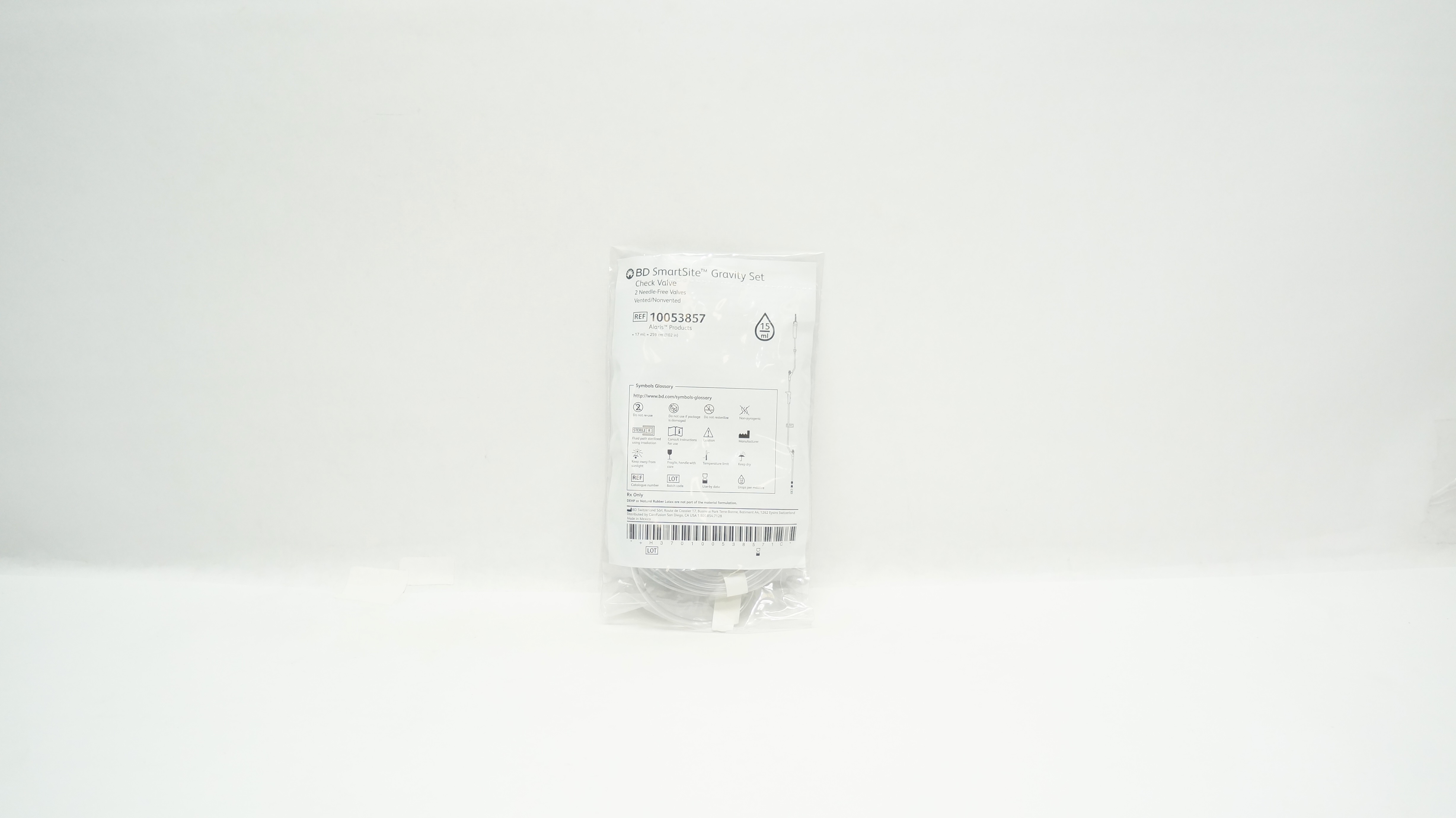 BD 10053857 SmartSite Gravity Set Check Valve 15Drops/ml, 17 x 102inch (Approx.)
