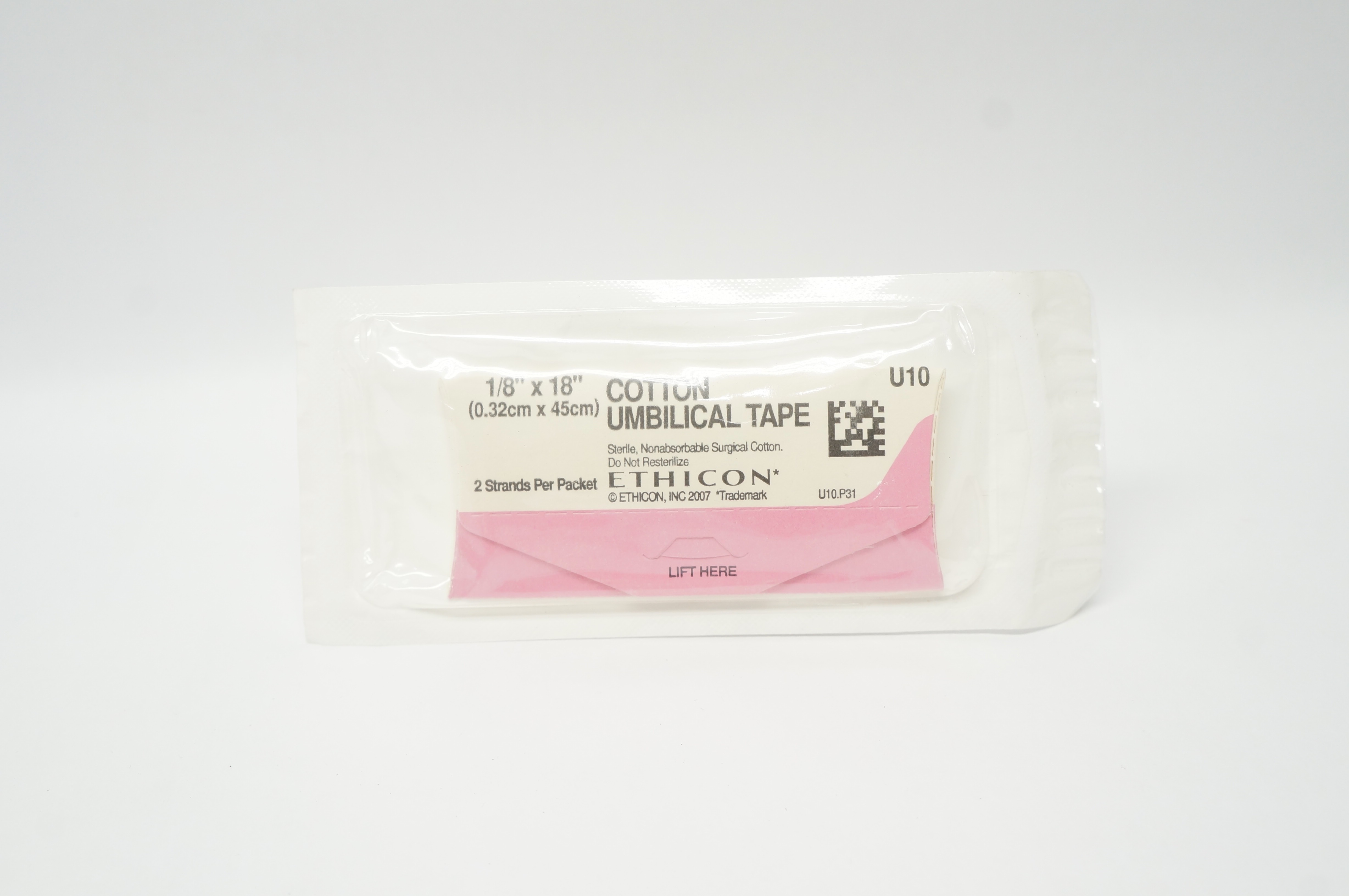 Ethicon U10 COTTON UMBILICAL TAPE, 1/8inch x 18inch (x)