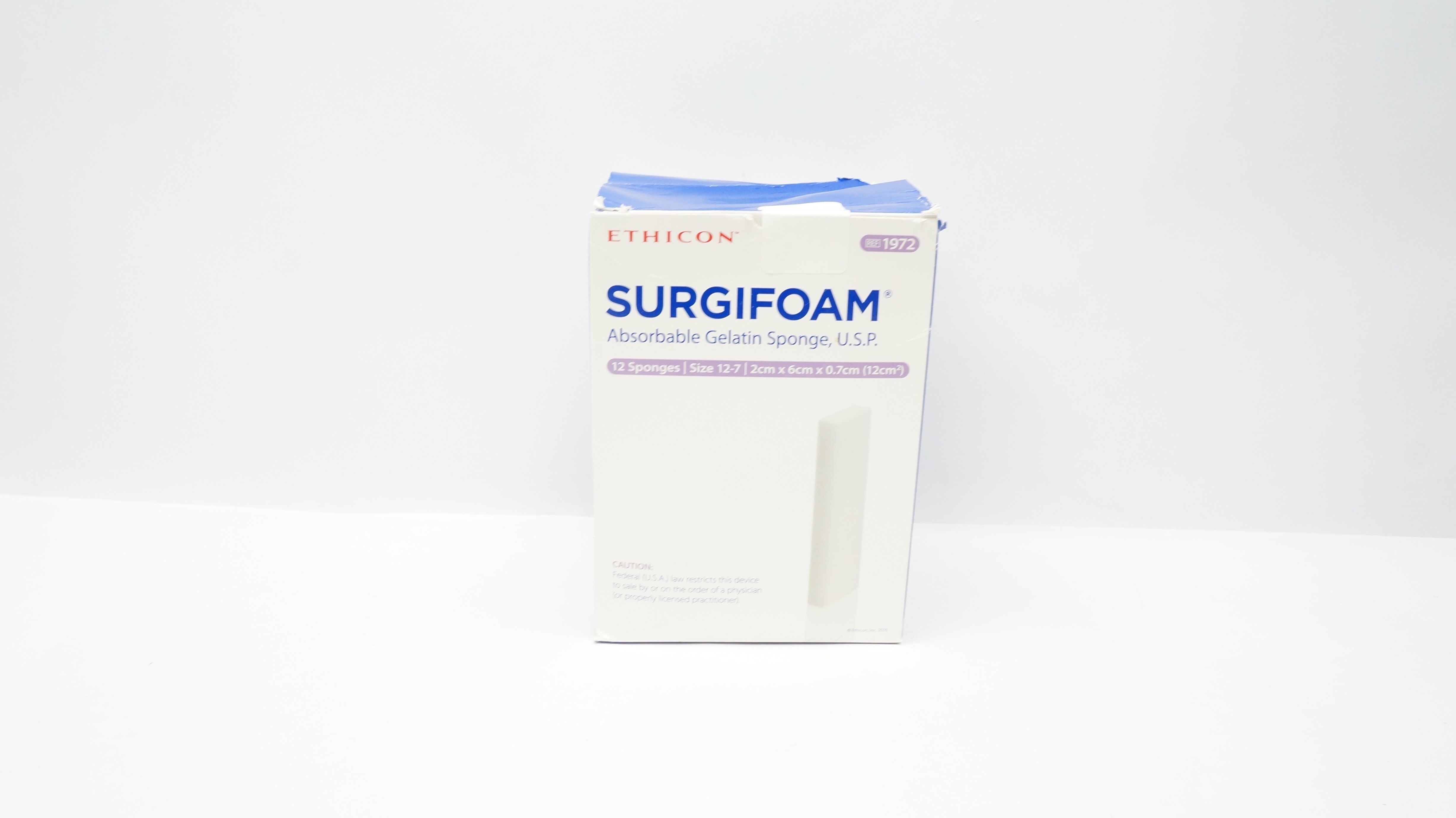 Ethicon 1972 SURGIFOAM Absorbable Gelatin Sponge, USP Size 12-7 (x) - Box of 11
