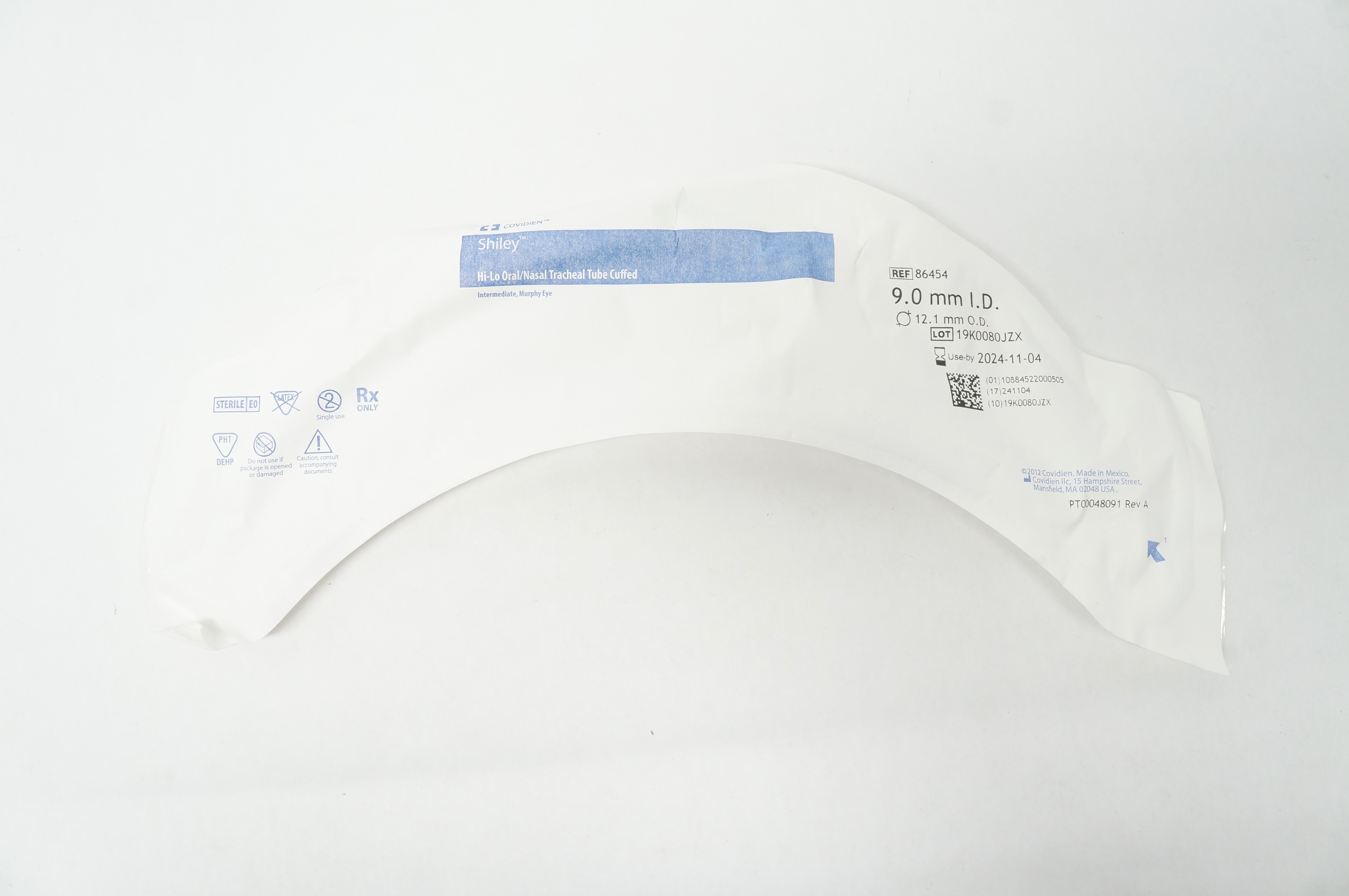 Covidien 86454 Shiley Hi-Lo Oral/Nasal Tracheal Tube Cuffed 9.0mm x 12.1mm