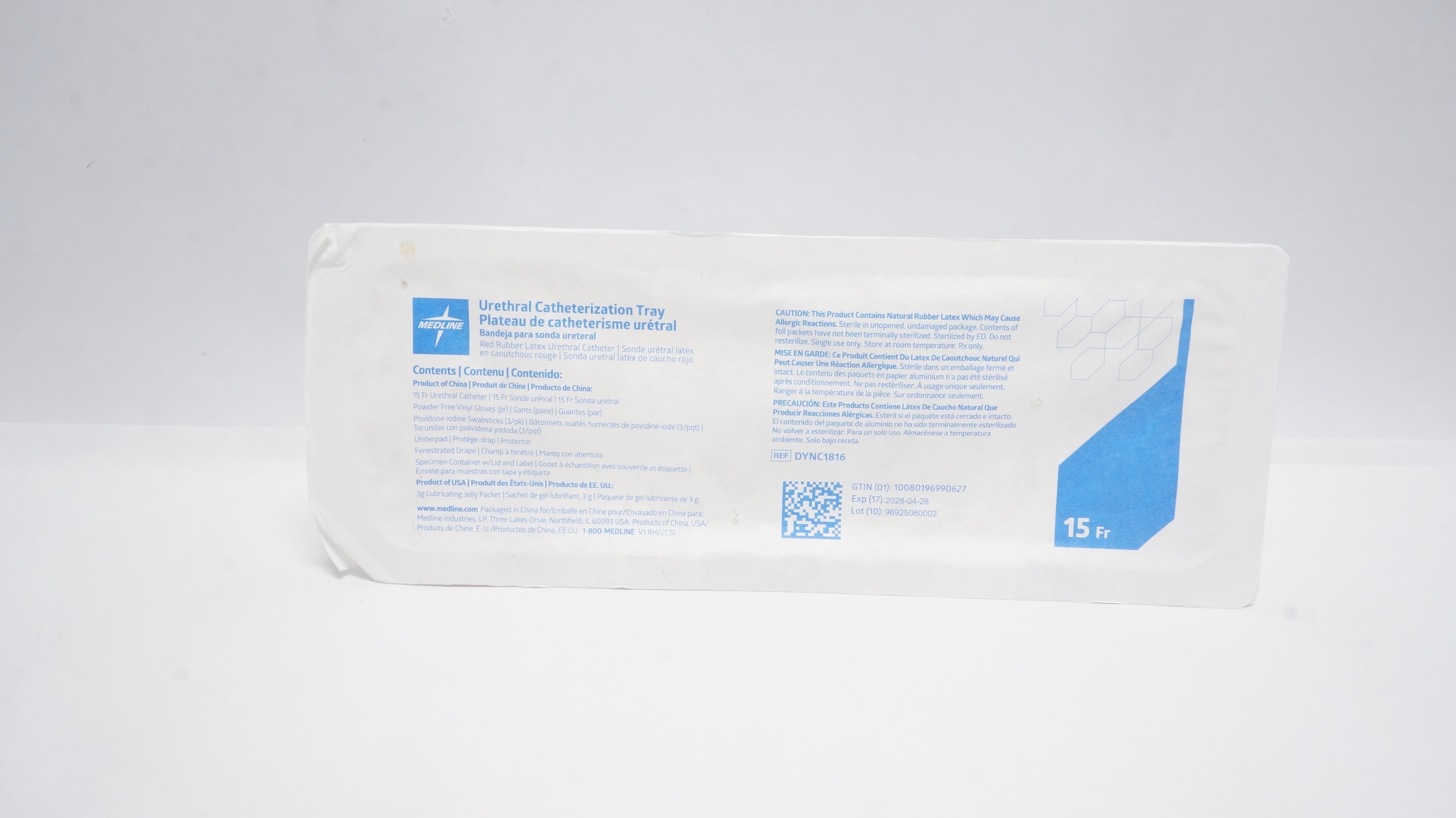 Medline DYNC1816 Urethral Catheterization Tray 15Fr