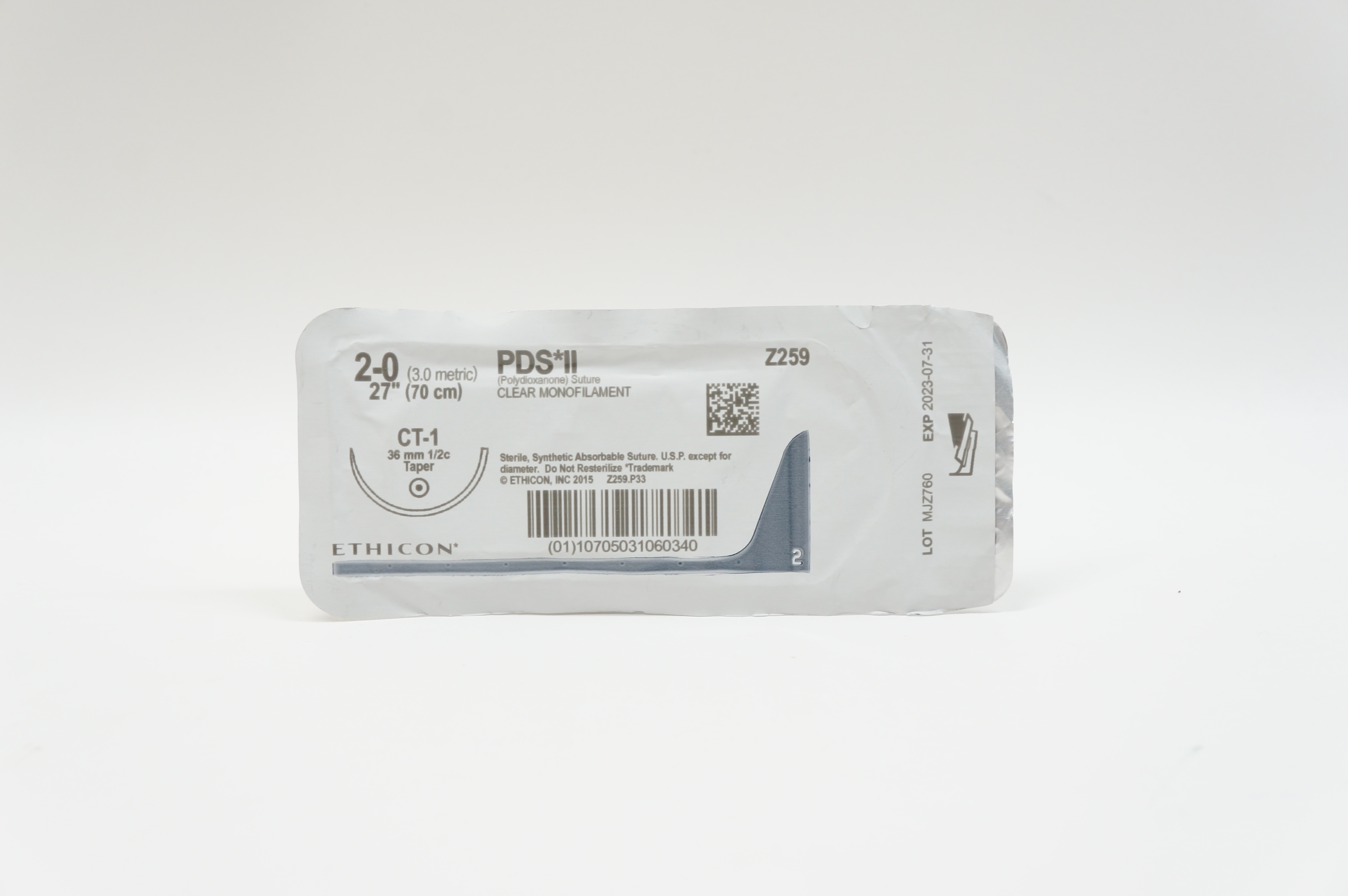 Ethicon Z259 2-0 PDS II, CT-1, 36mm 1/2c Taper, 27inch