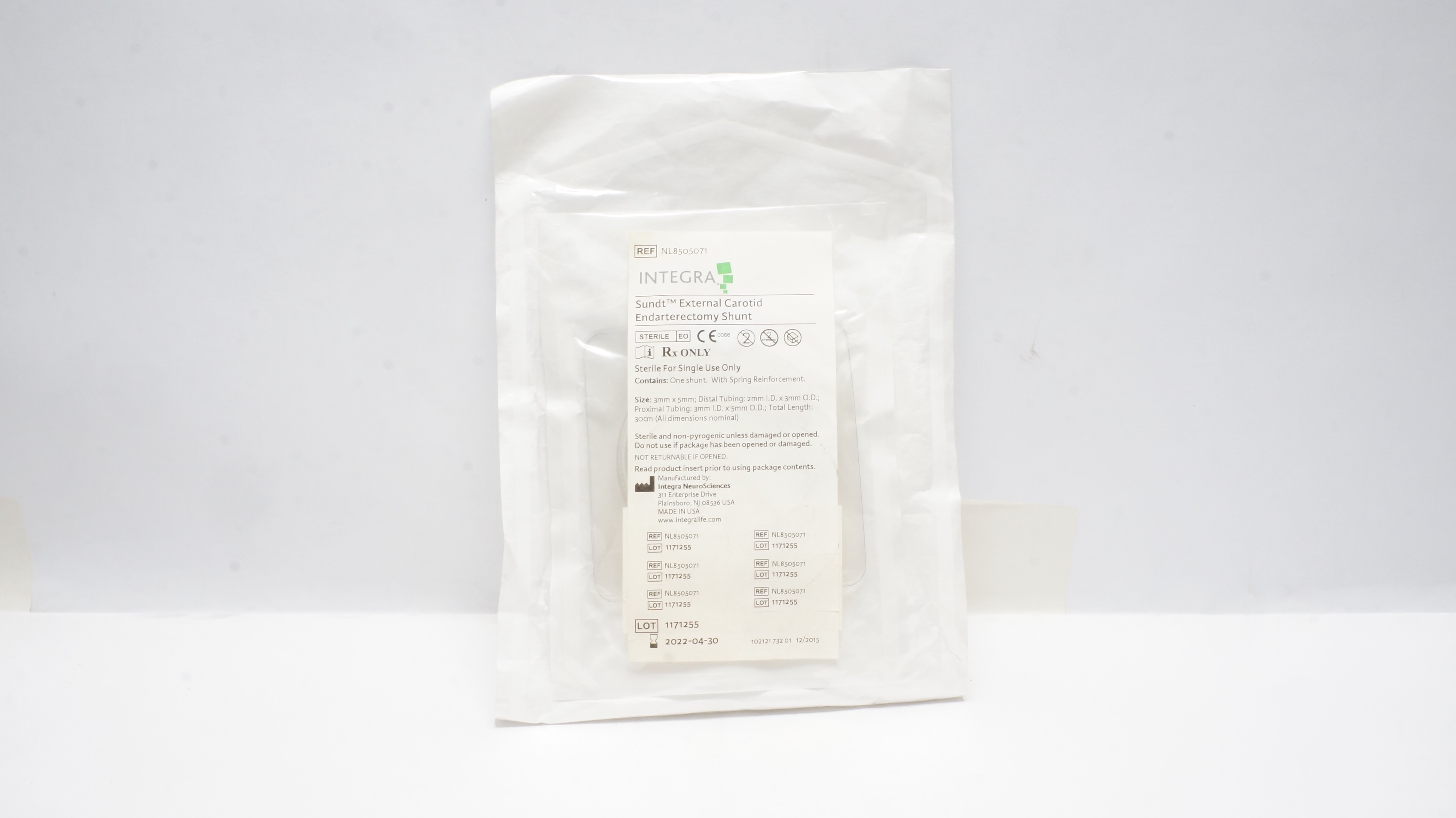 Integra NL8505071 Sundt External Carotid Endarterectomy Shunt 3mm x 5mm (x)