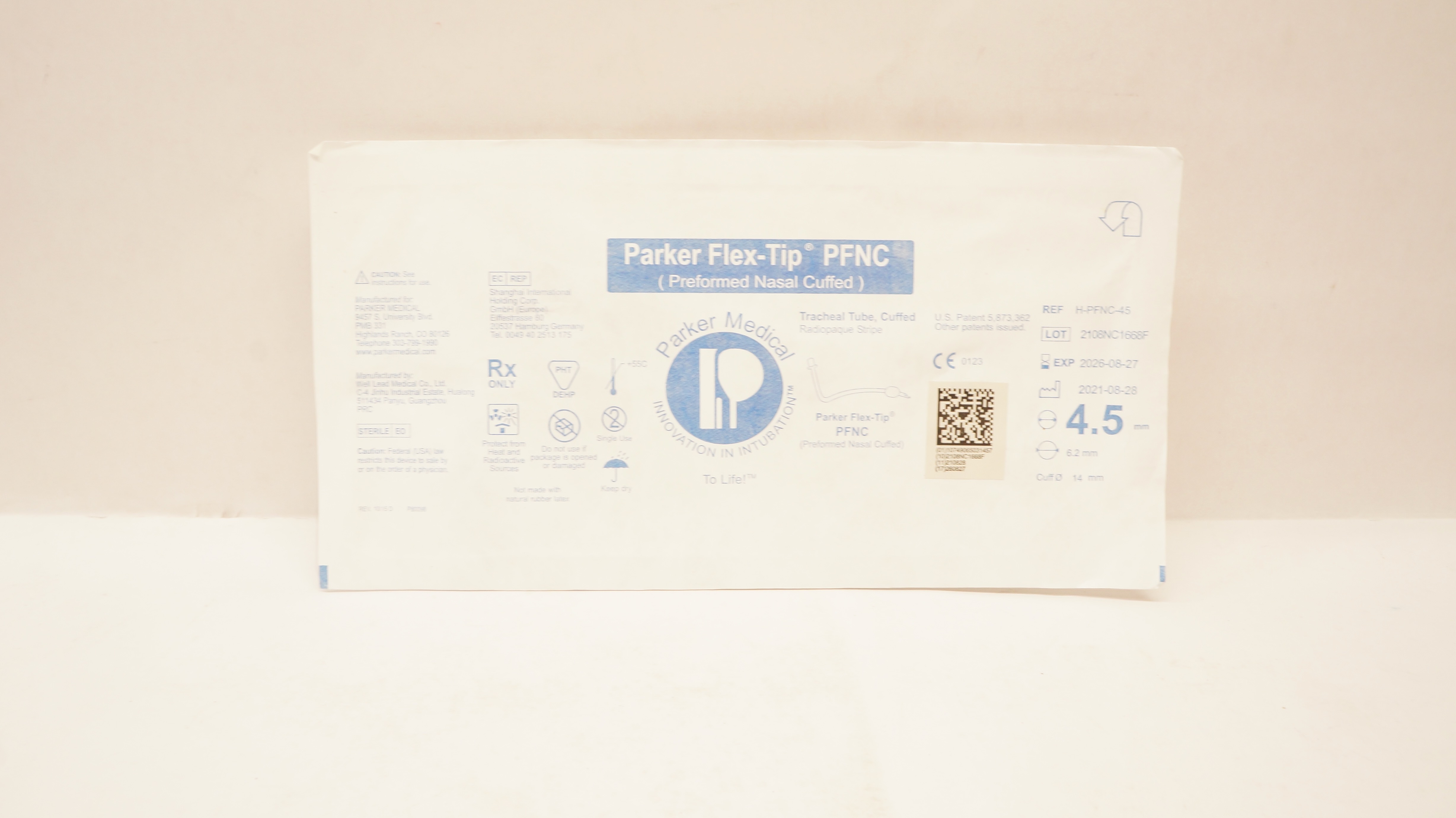 Parker Medical H-PFNC-45 Flex-Tip PFNC Preformed Nasal Cuffed 4.5mm