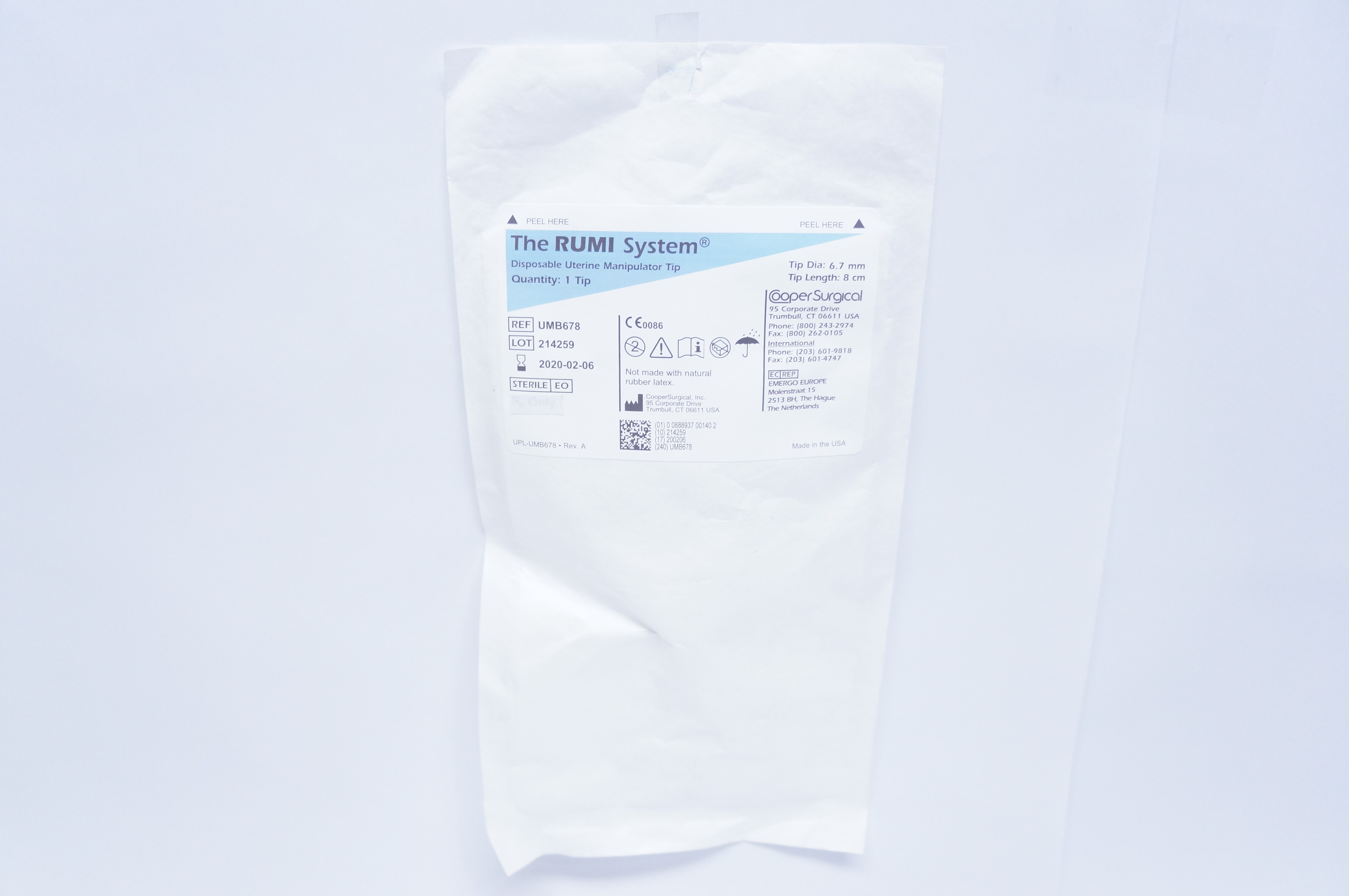Cooper Surgical UMB678 RUMI Disposable Uterine Manipulator Tip 6.7mm x 8cm (x)