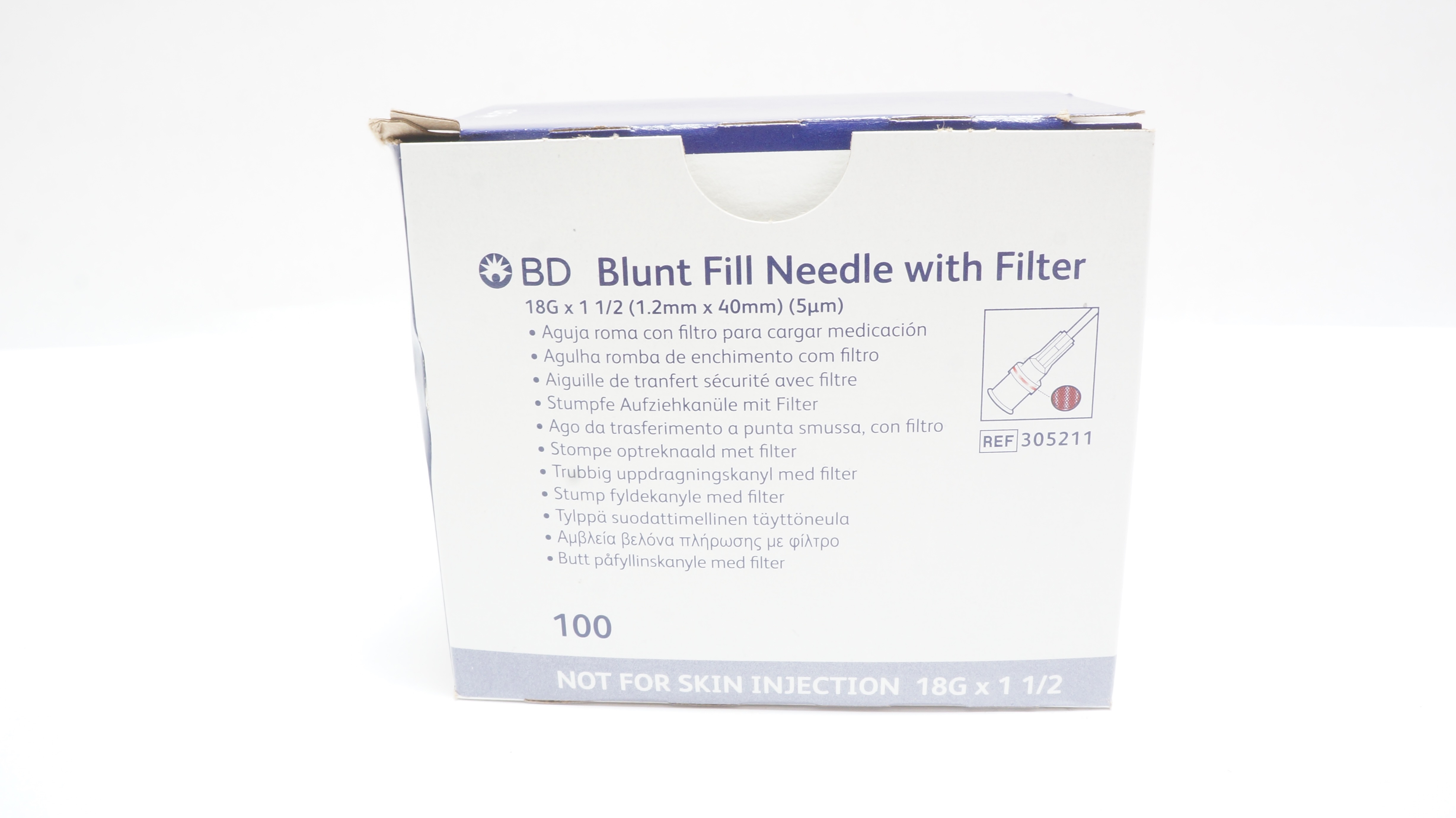 BD 305211 Blunt Fill Ndle with Filter 18G x 1 1/2 - Box of 100