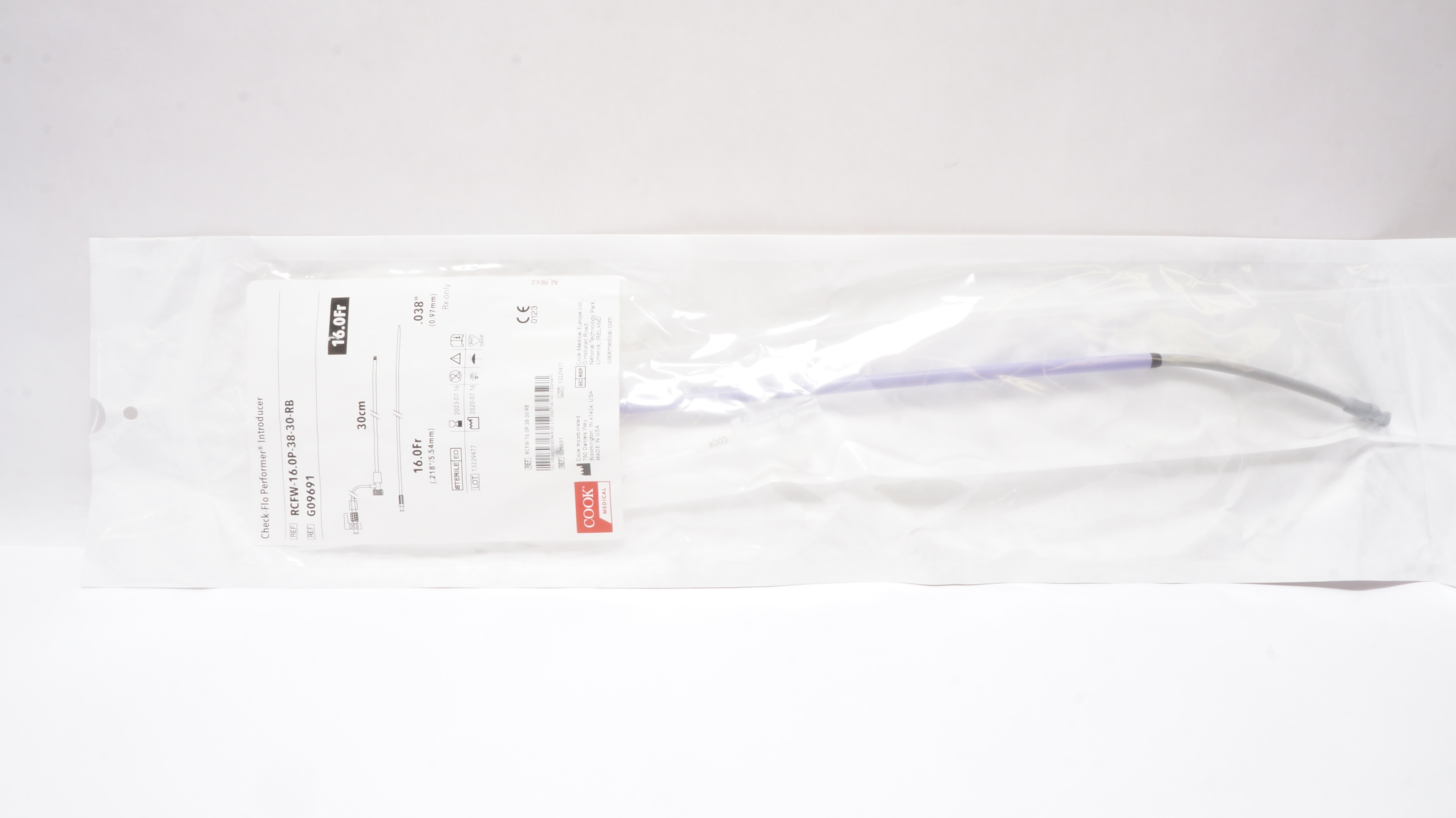 Cook Medical G09691 Check-Flo Performer Introducer 16.0Fr x .038inch x 30cm