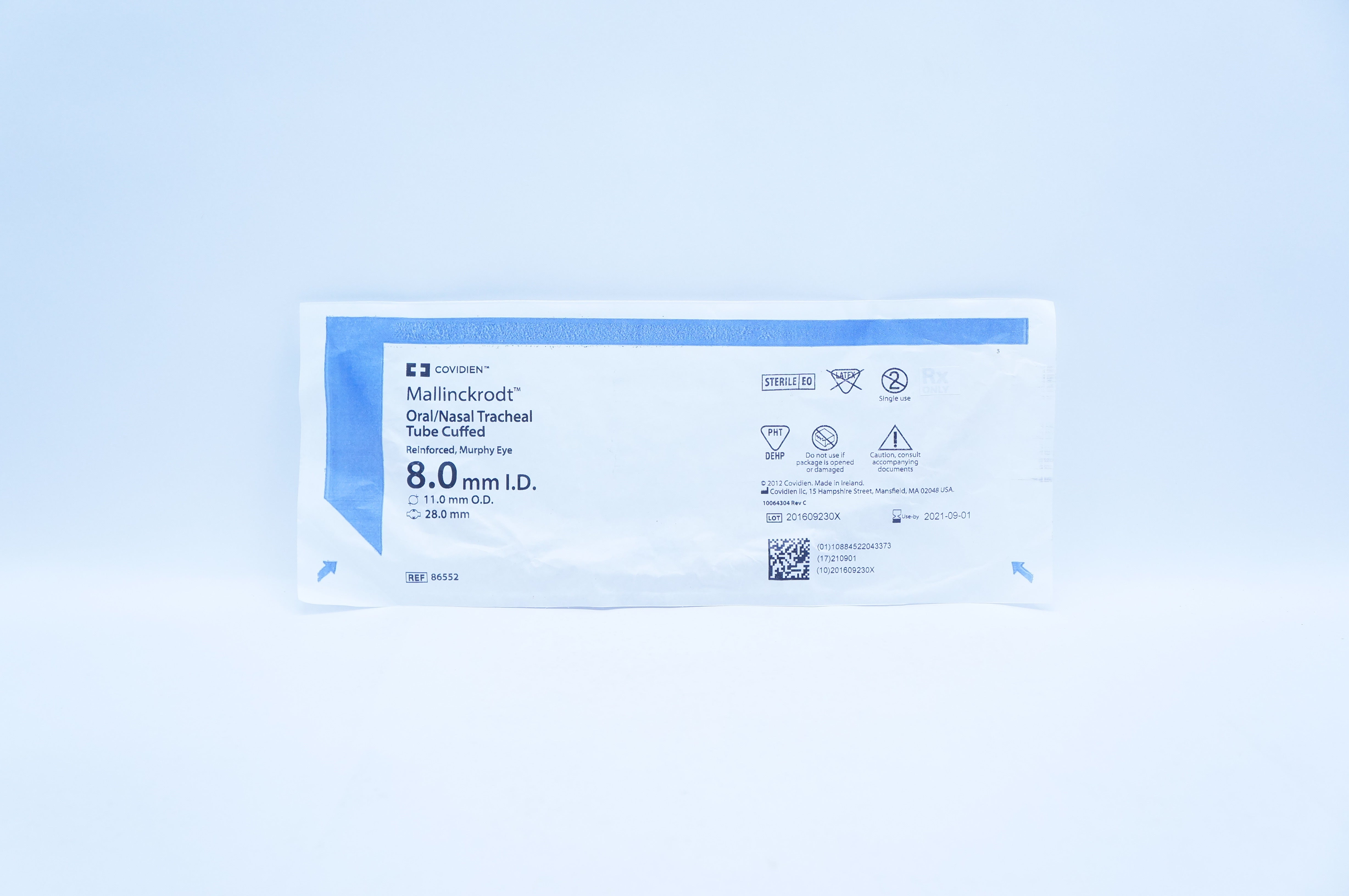 Covidien 86552 Mallinckrodt Oral/Nasal Tracheal Tube Cuffed 8 x 11 x 28mm