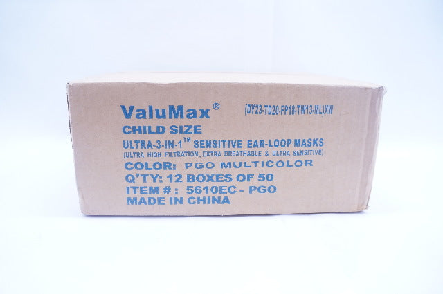 ValuMax 5910EC-PGO Ultra 3-in-1 Sensitive Ear-Loop Masks Child Size - Box of 12