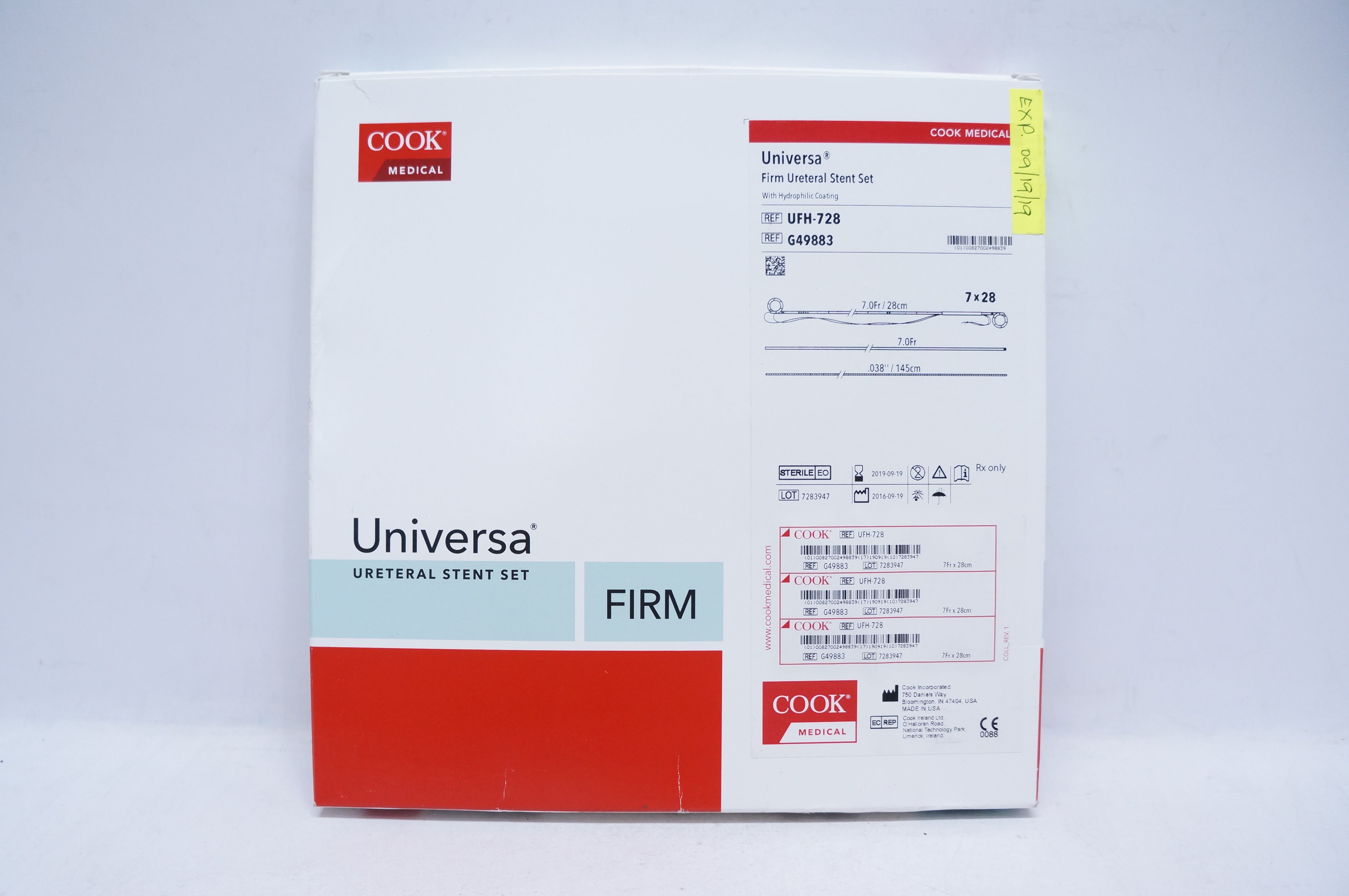 Cook Medical UFH-728 Universa Firm Ureteral Stnt Set 7Fr. x 28cm (x)
