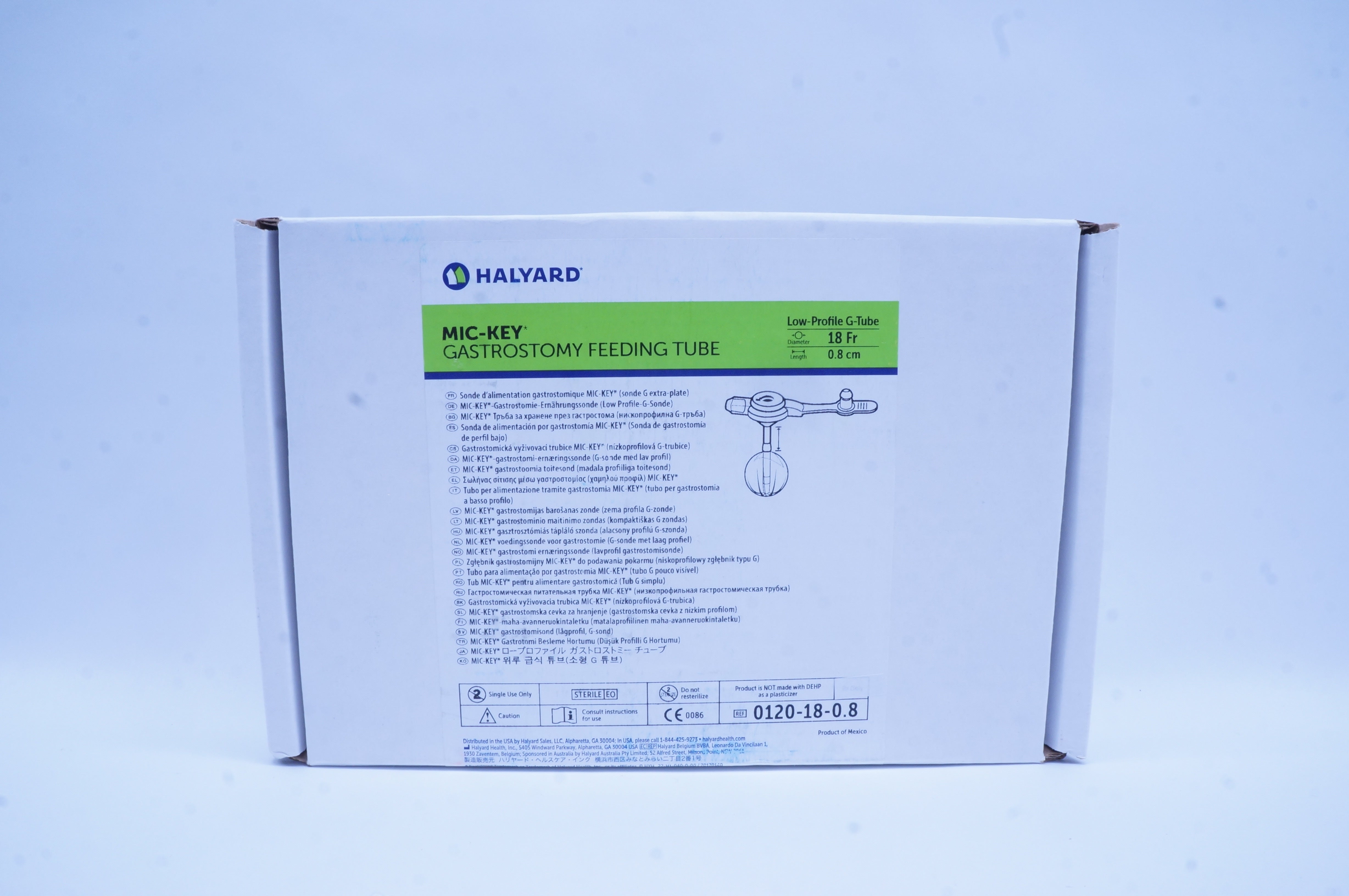 Halyard 0120-18-0.8 MIC-KEY Gastrostomy Feeding Tube G-Tube 18Fr x 0.8cm (x)