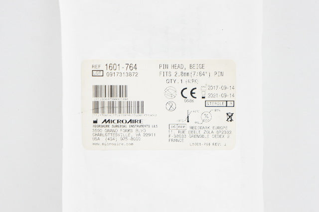 Microaire 1601-764 Pin head, Beige Fits 7/64inch Pin (x)