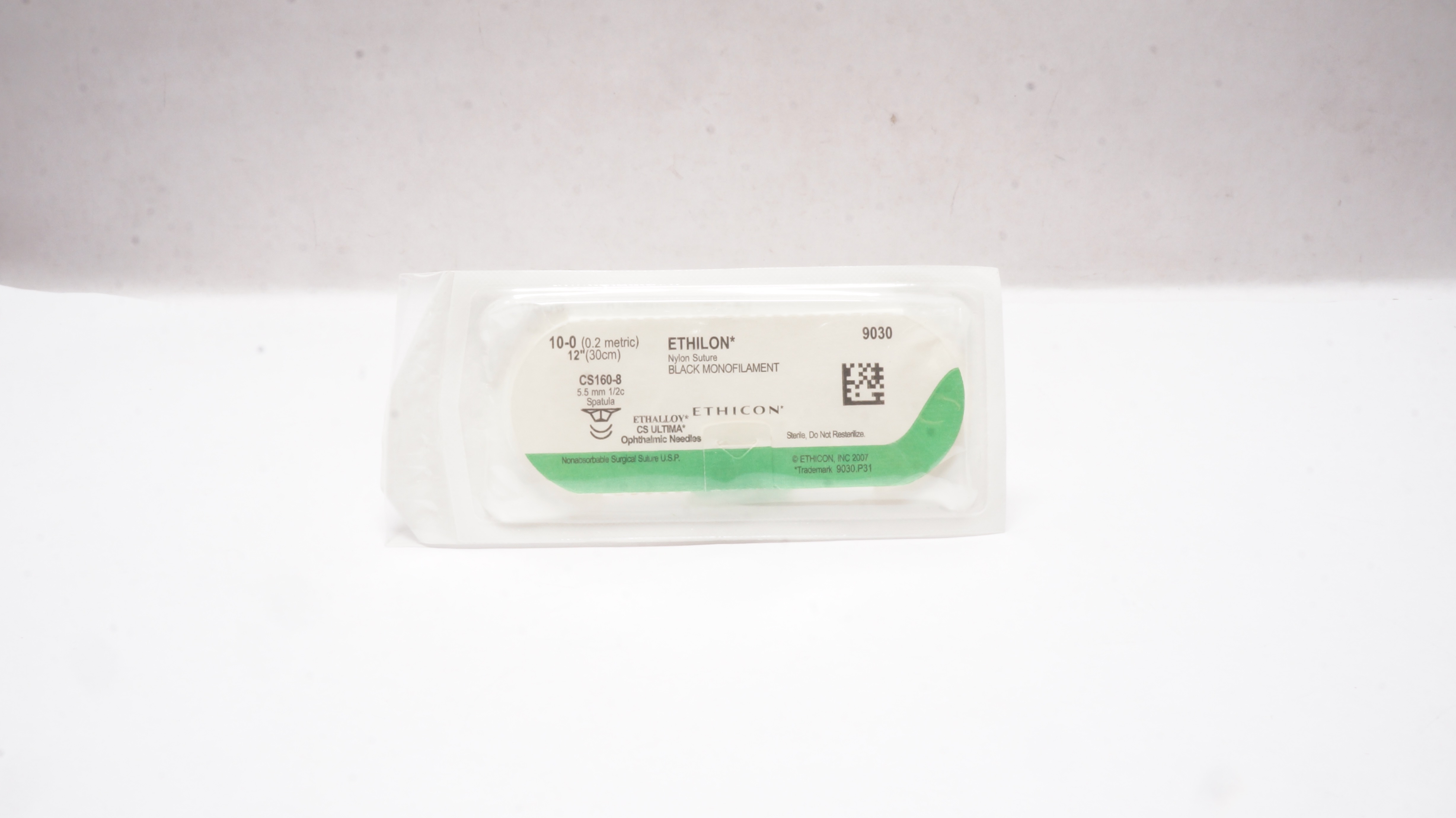 Ethicon 9030 10-0 Ethilon Nylon Stre CS160-8 5.5mm 1/2c Spatula, 12inch